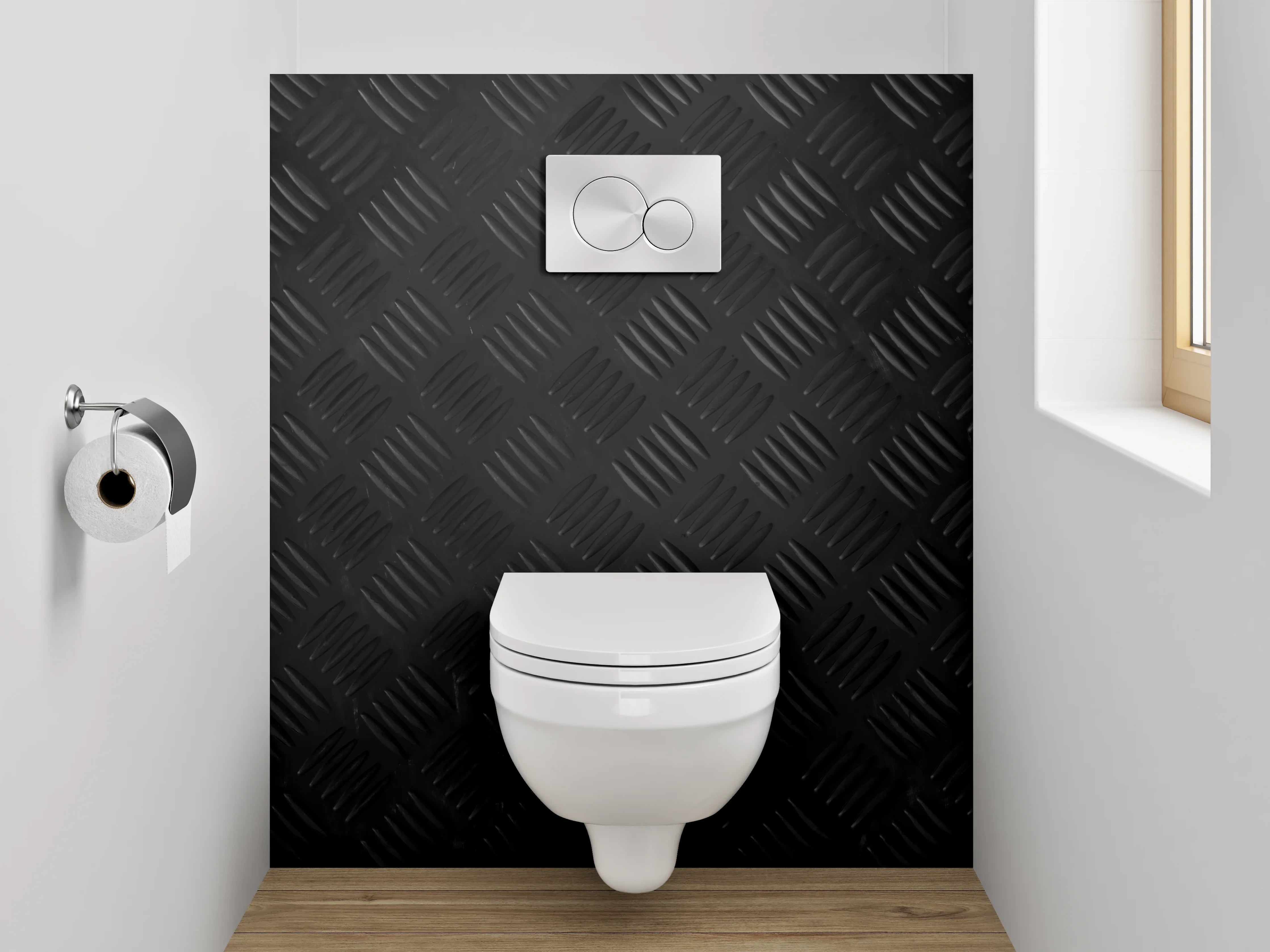WC-Rückwand - Schwarze Struktur Metalloptik