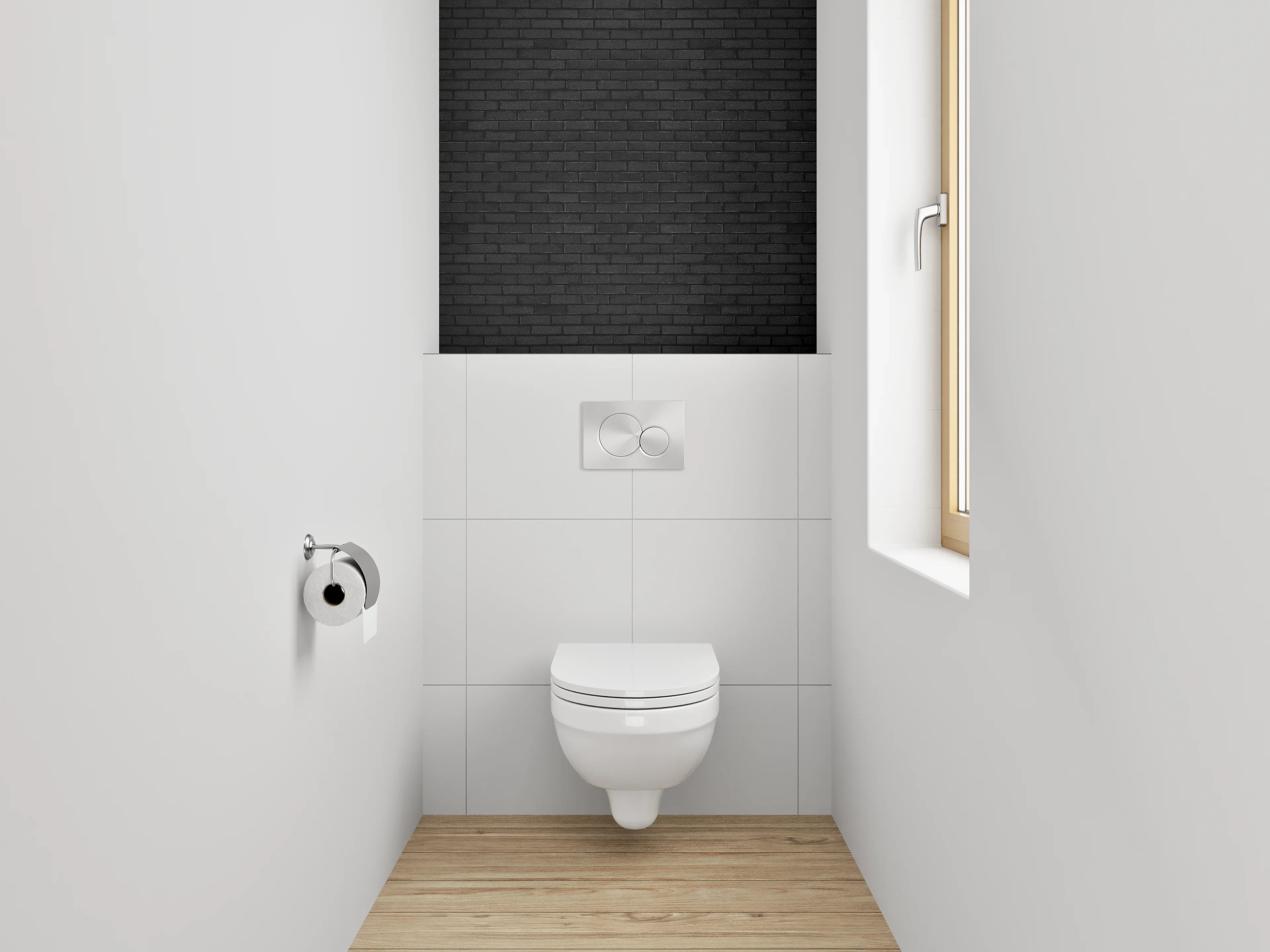 WC-Rückwand - Schwarze Ziegel Backsteinmauer Textur