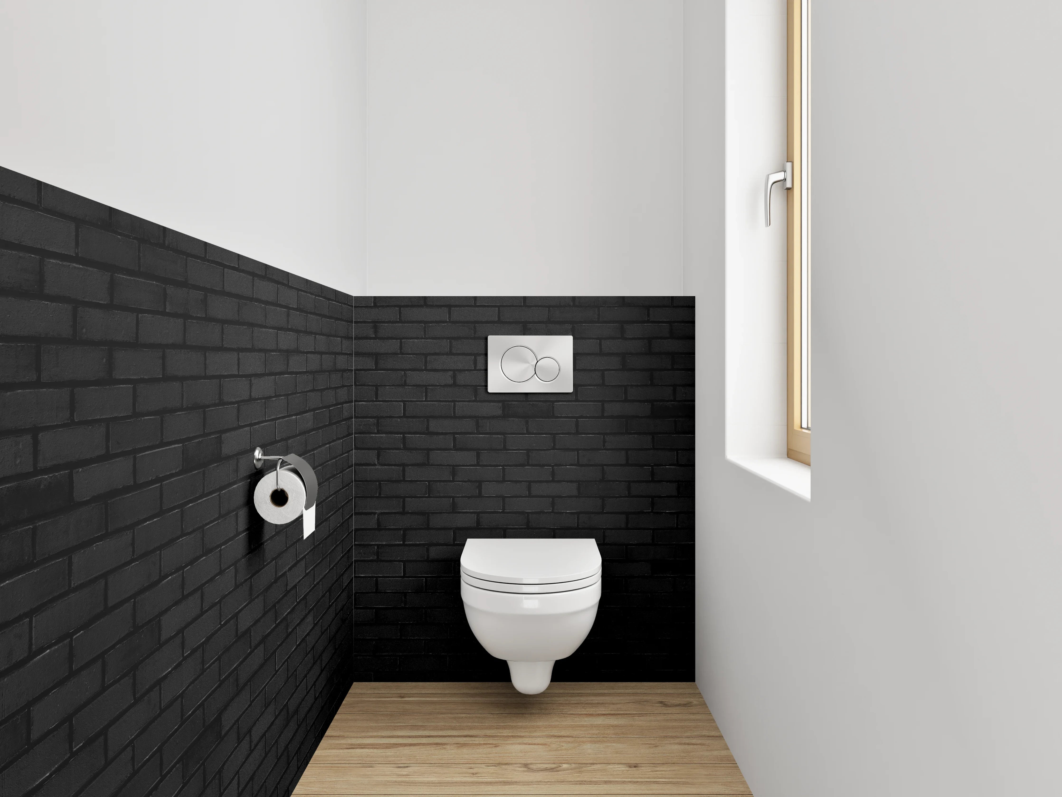 WC-Rückwand - Schwarze Ziegel Backsteinmauer Textur