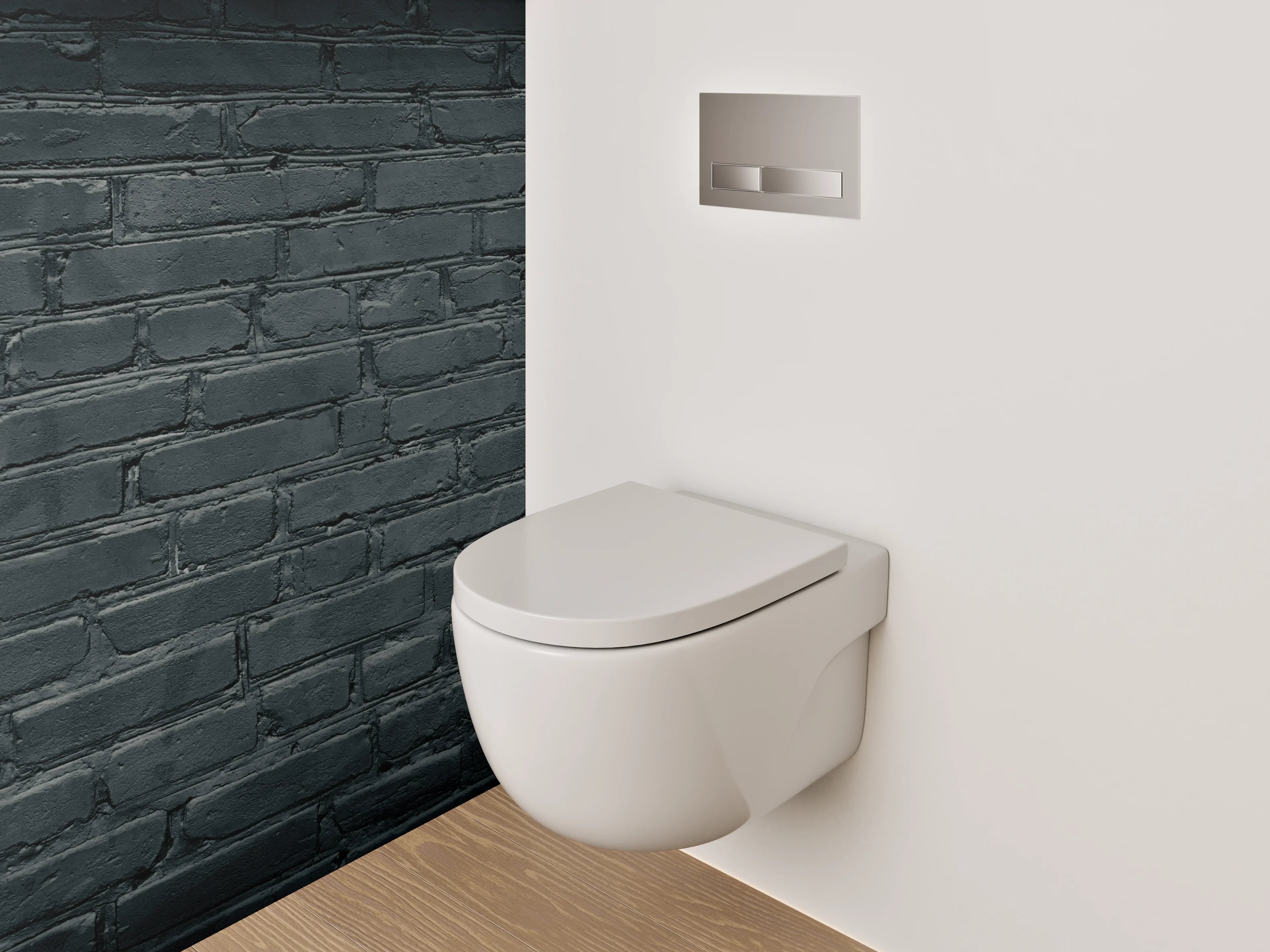 WC-Rückwand - Schwarze Ziegelmauer bei Nacht