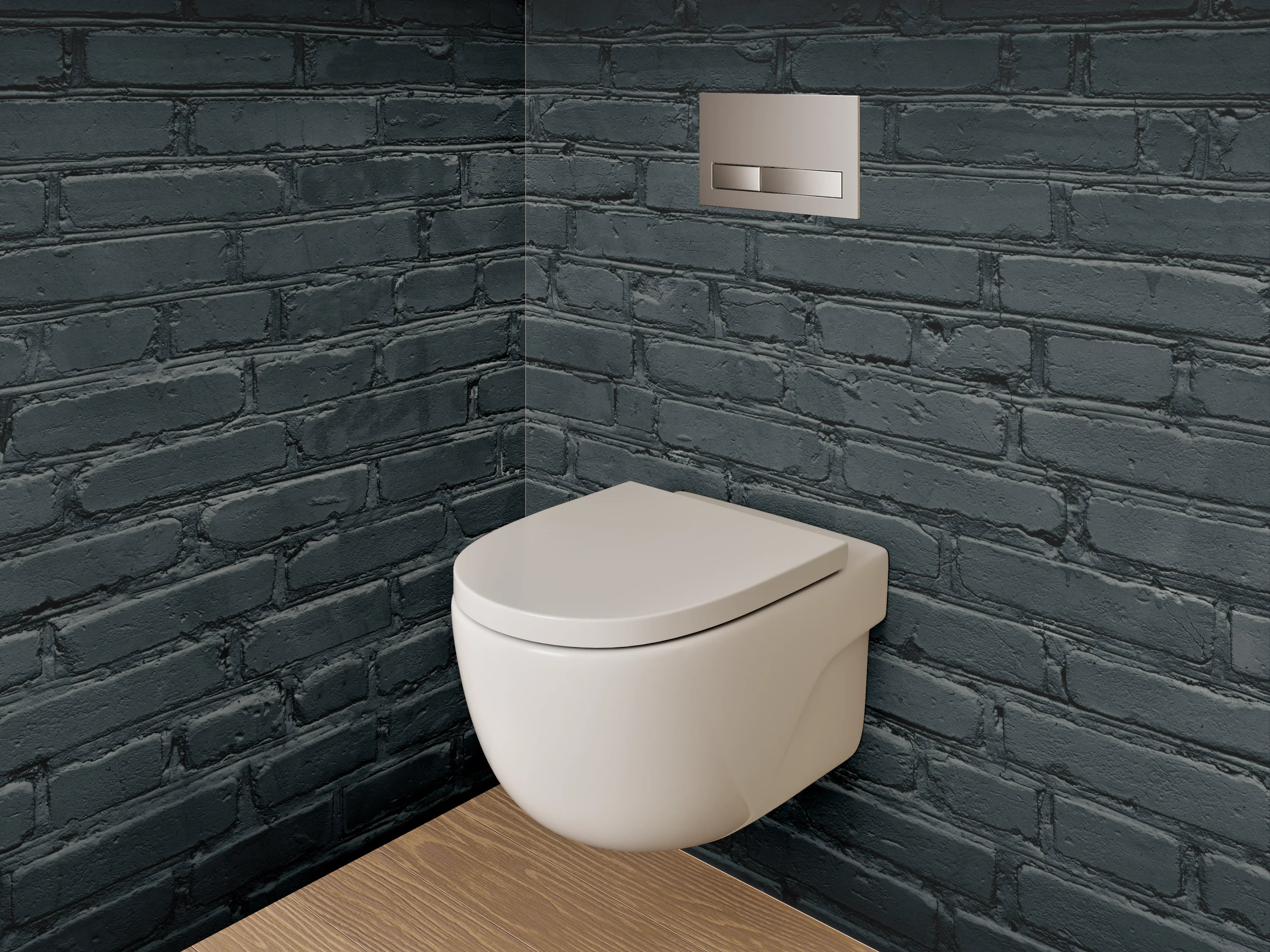 WC-Rückwand - Schwarze Ziegelmauer bei Nacht