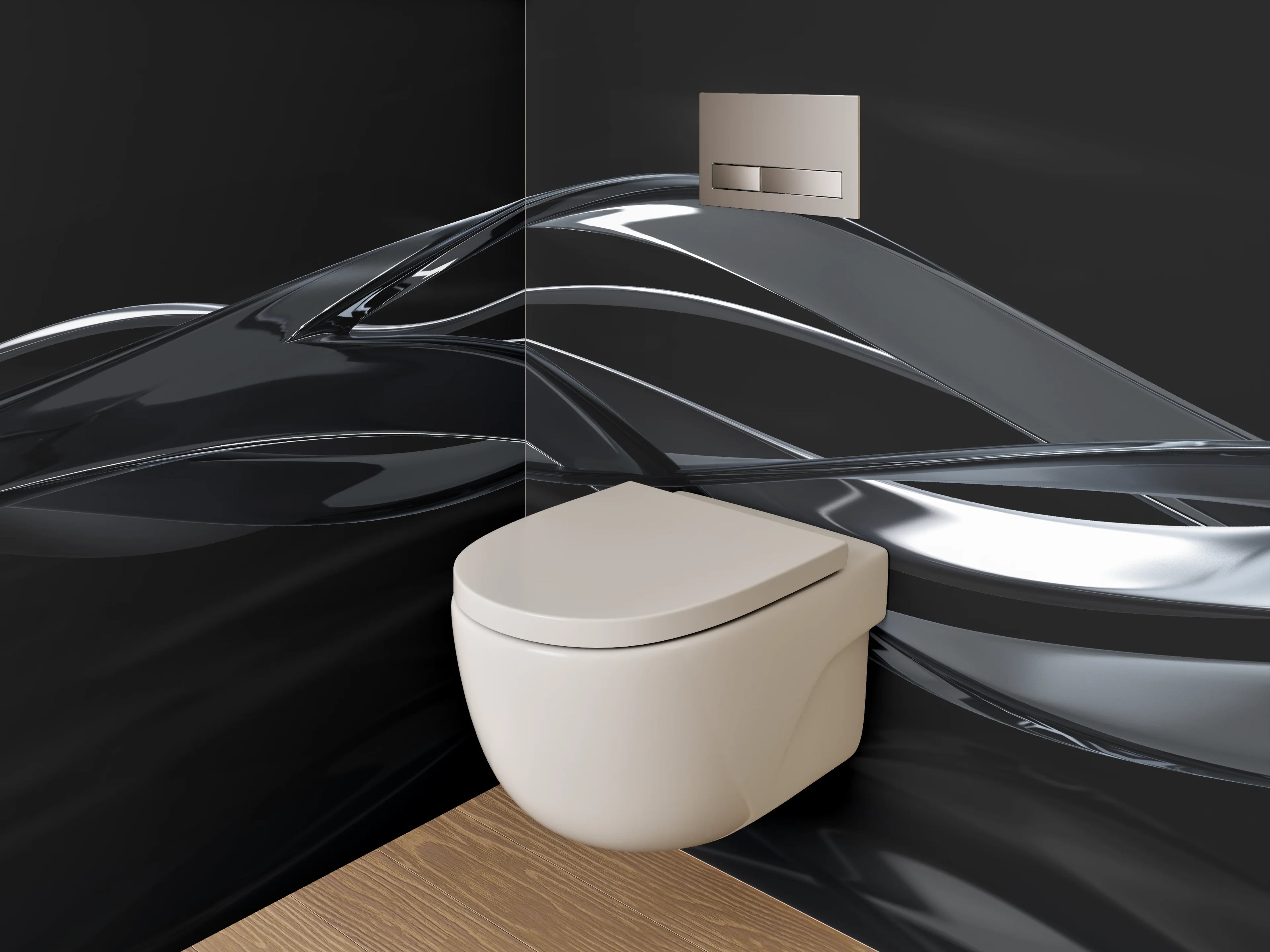 WC-Rückwand - Schwarze abstrakte Design-Wellen