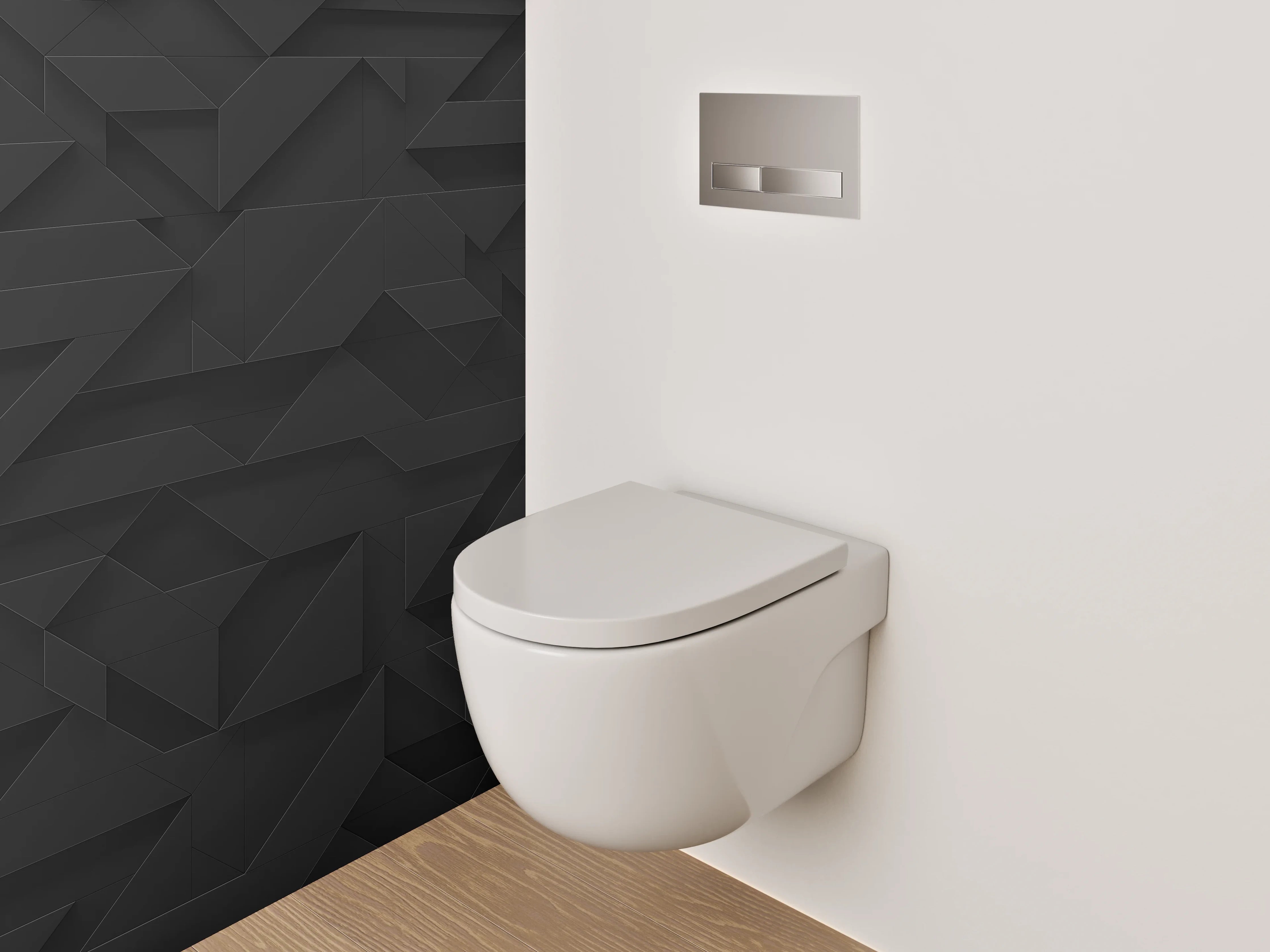 WC-Rückwand - Schwarze geometrische 3D-Struktur