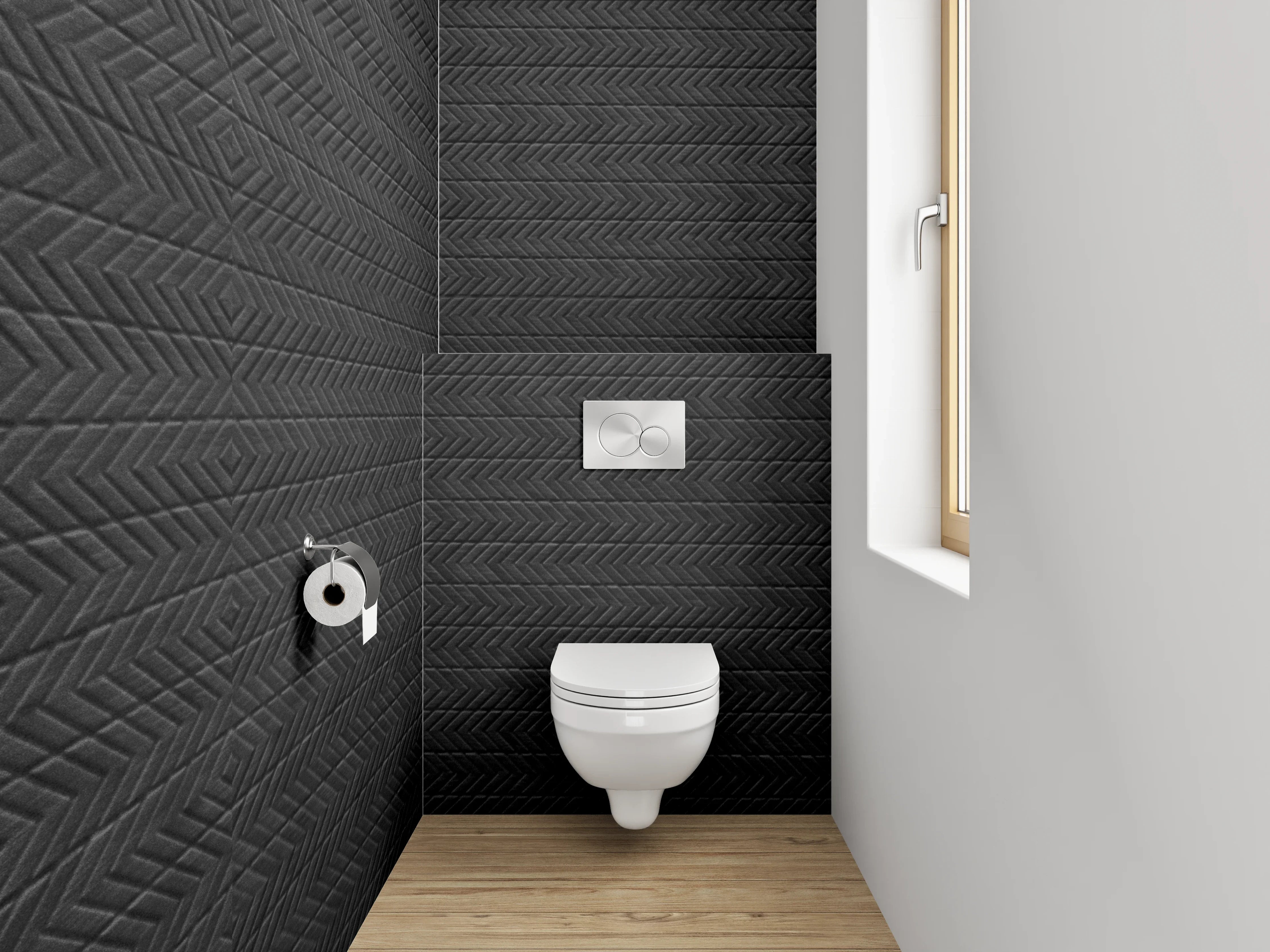 WC-Rückwand - Schwarze strukturierte Oberfläche modern