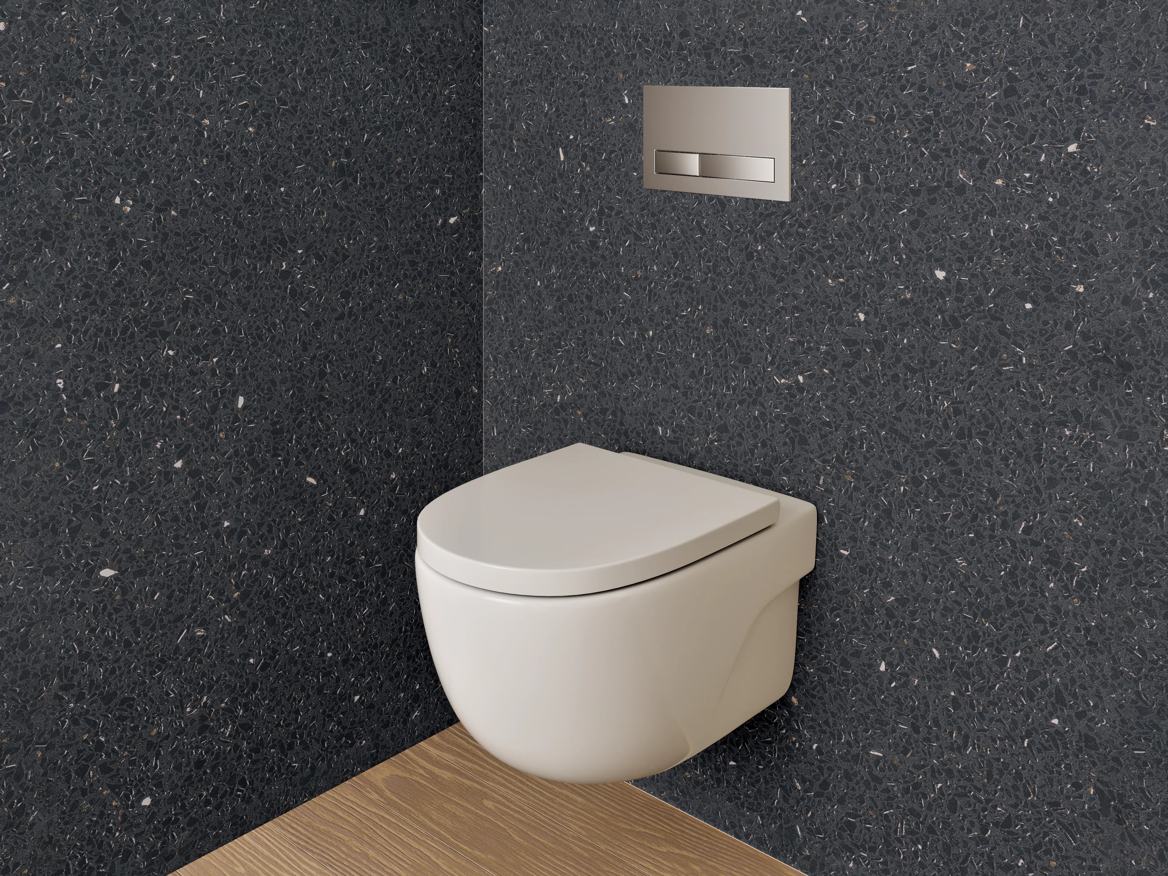 WC-Rückwand - Schwarzer Granit mit Sternenoptik