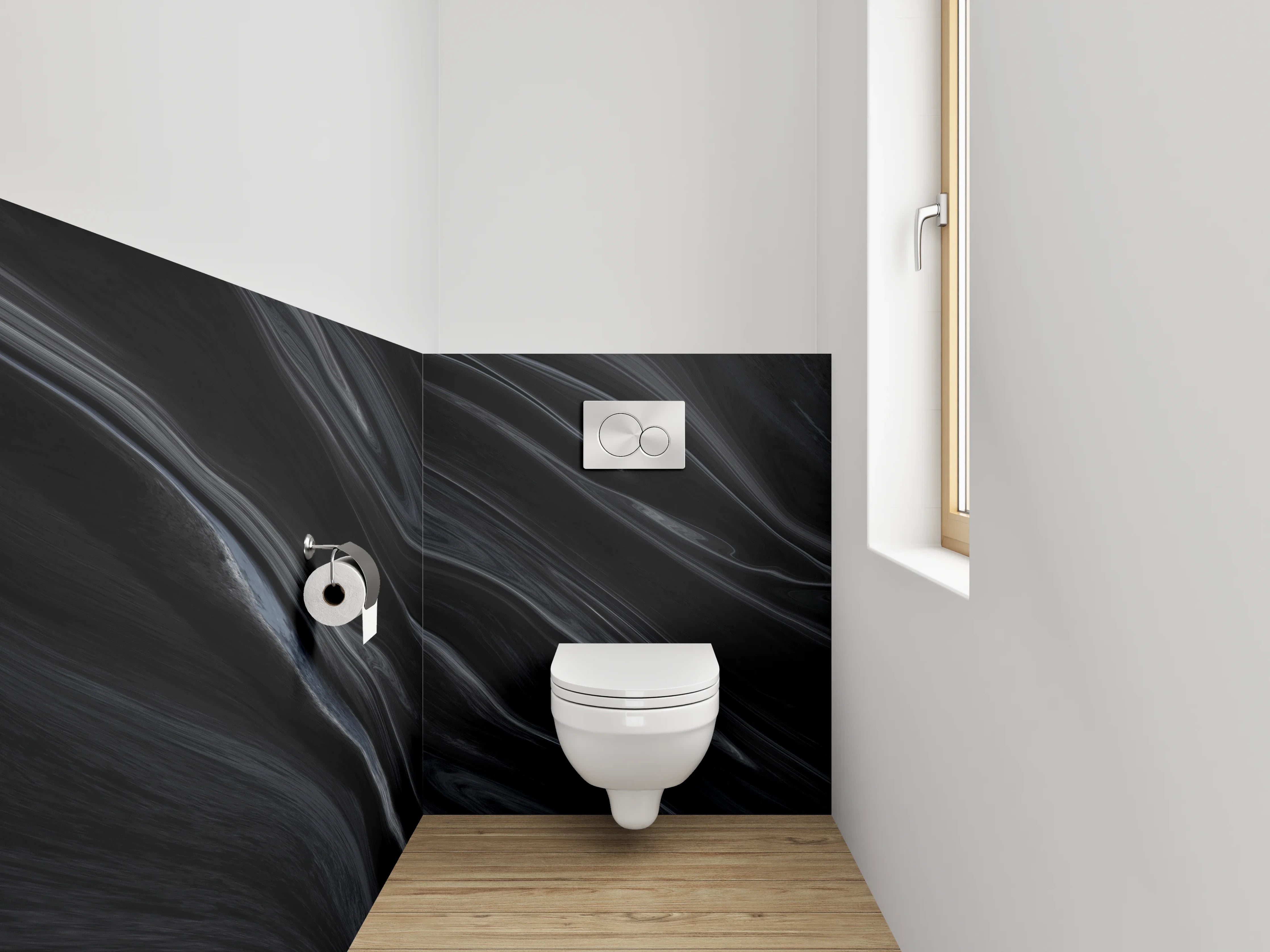 WC-Rückwand - Schwarzer Marmor Look modern