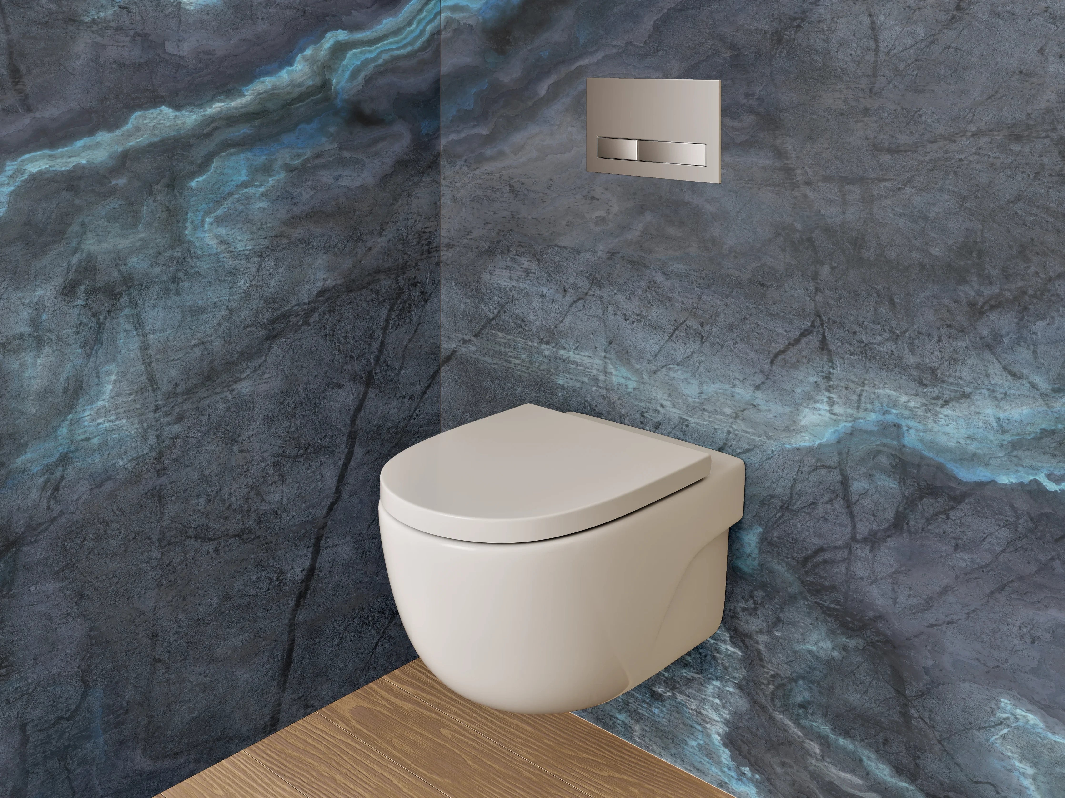 WC-Rückwand - Schwarzer Marmor mit blauen Adern