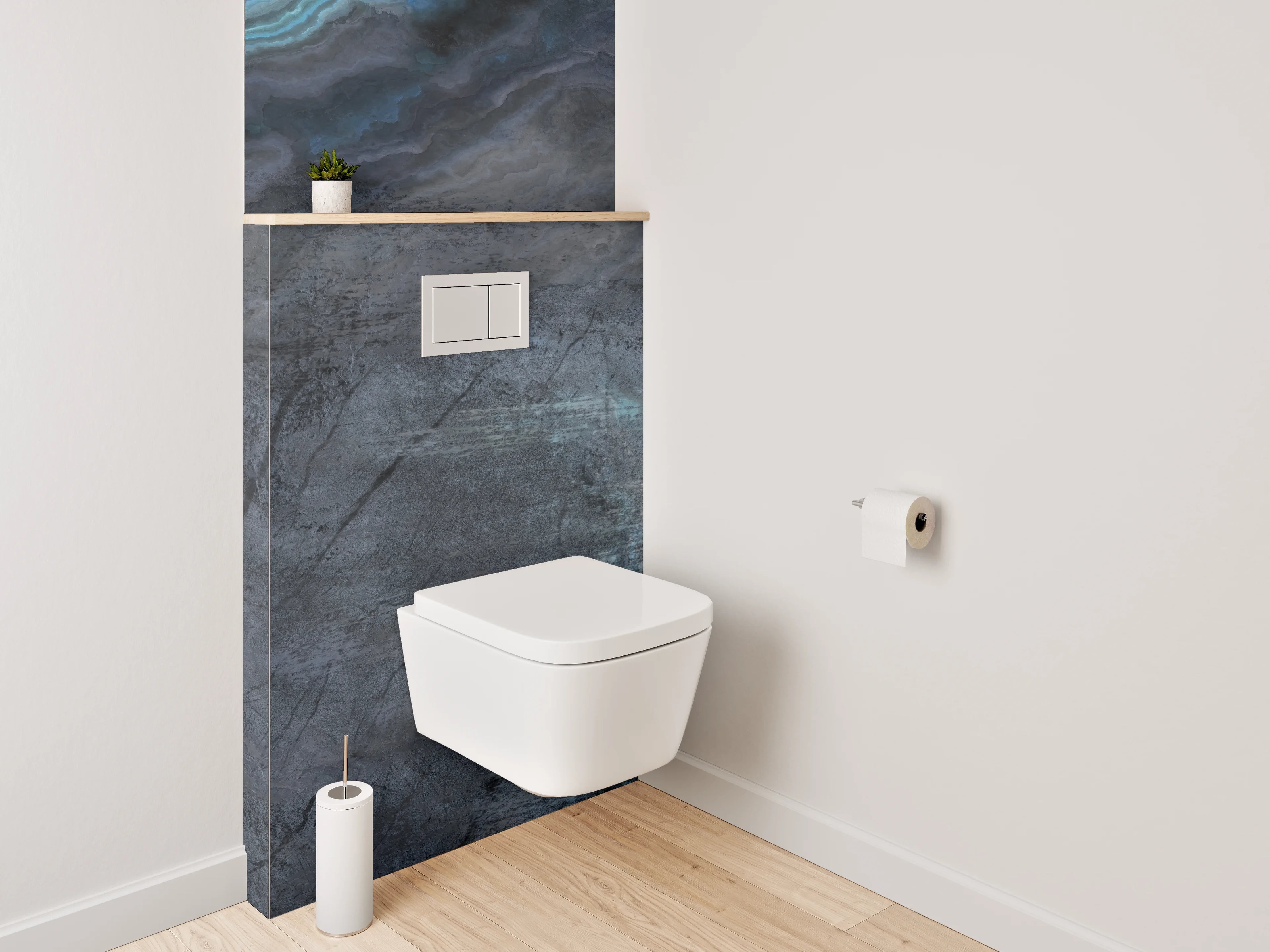 WC-Rückwand - Schwarzer Marmor mit blauen Adern