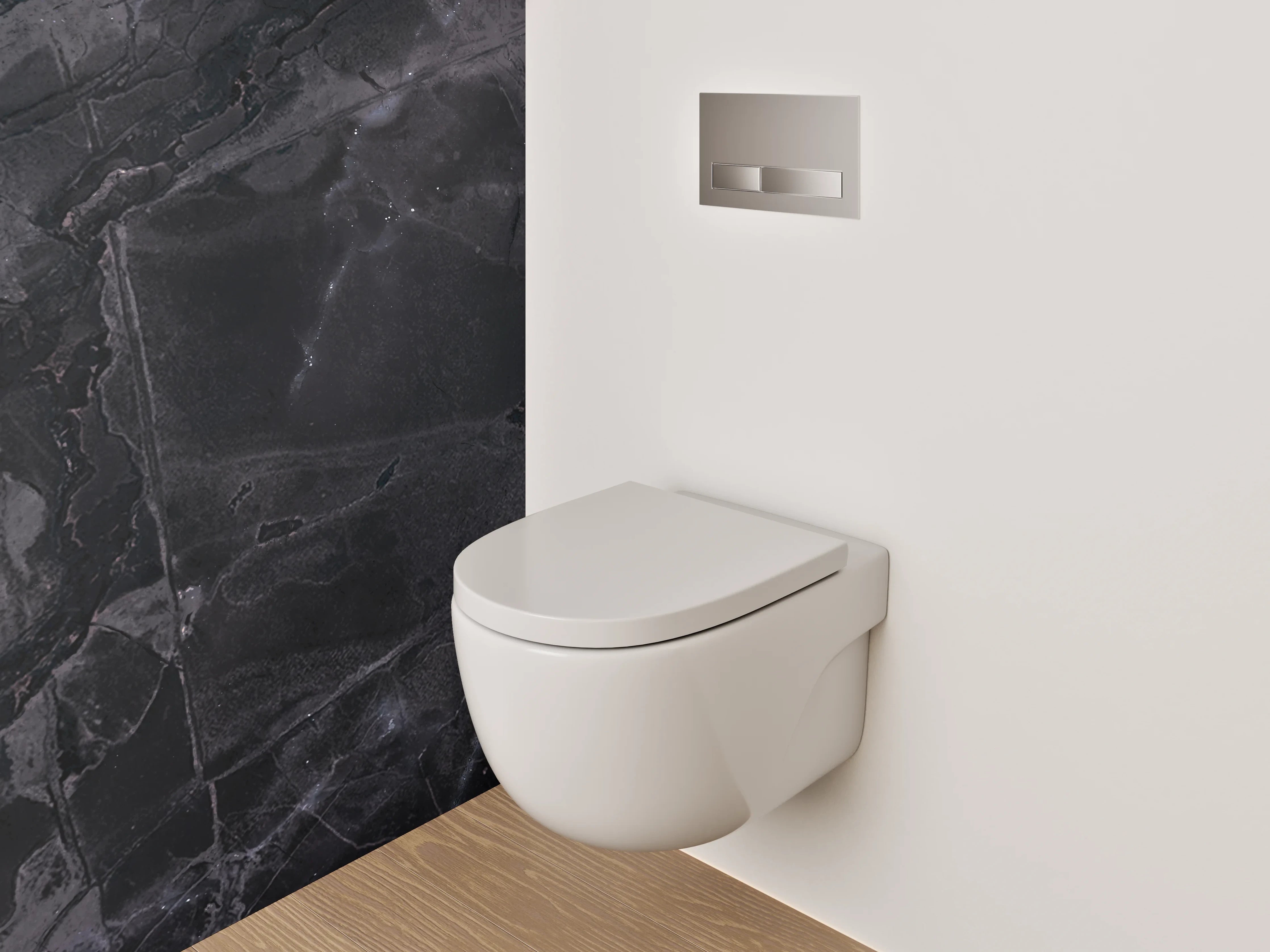 WC-Rückwand - Schwarzer Marmor mit eleganter Maserung