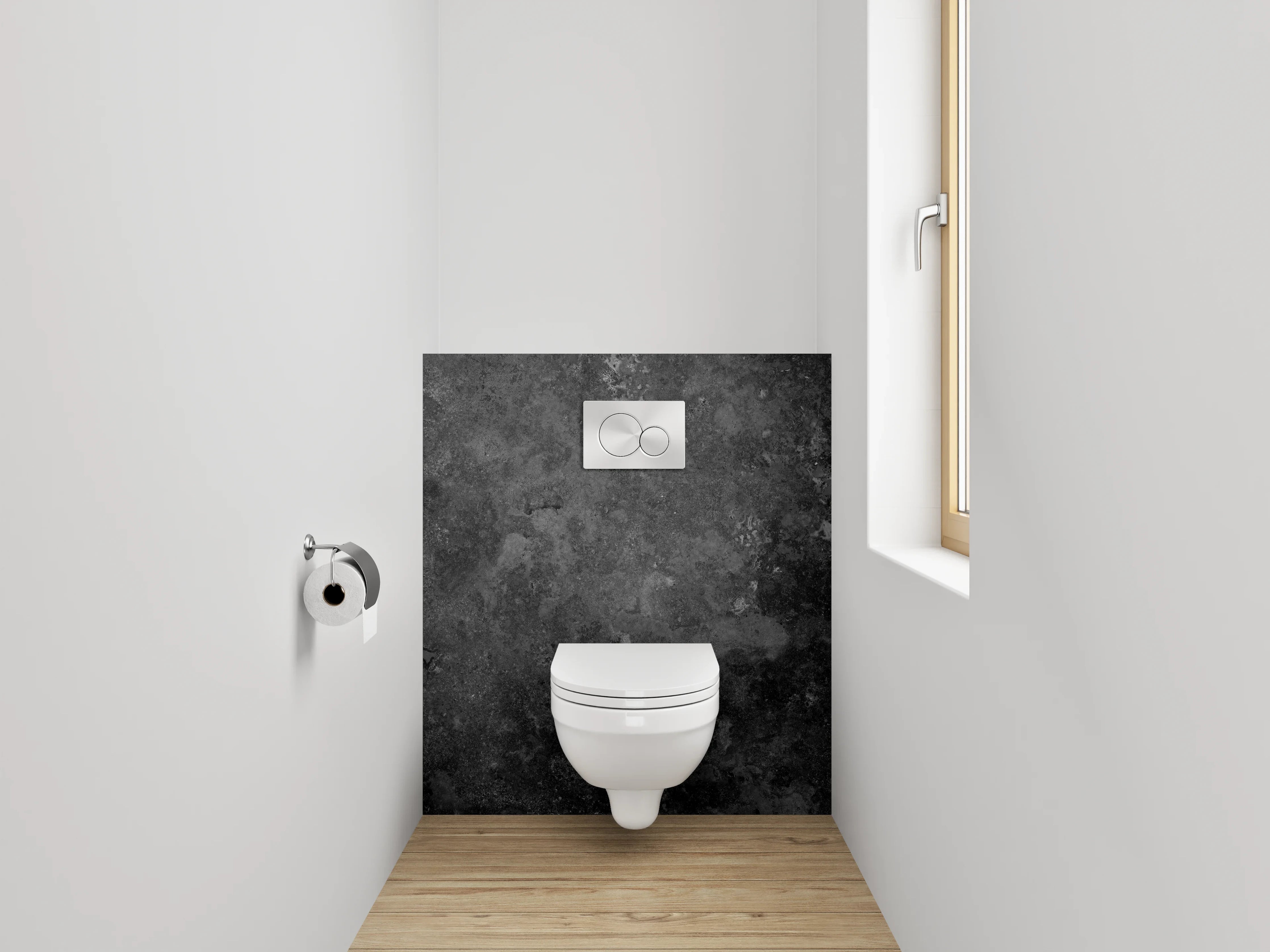 WC-Rückwand - Schwarzer Schiefer-Look Badezimmer Wand