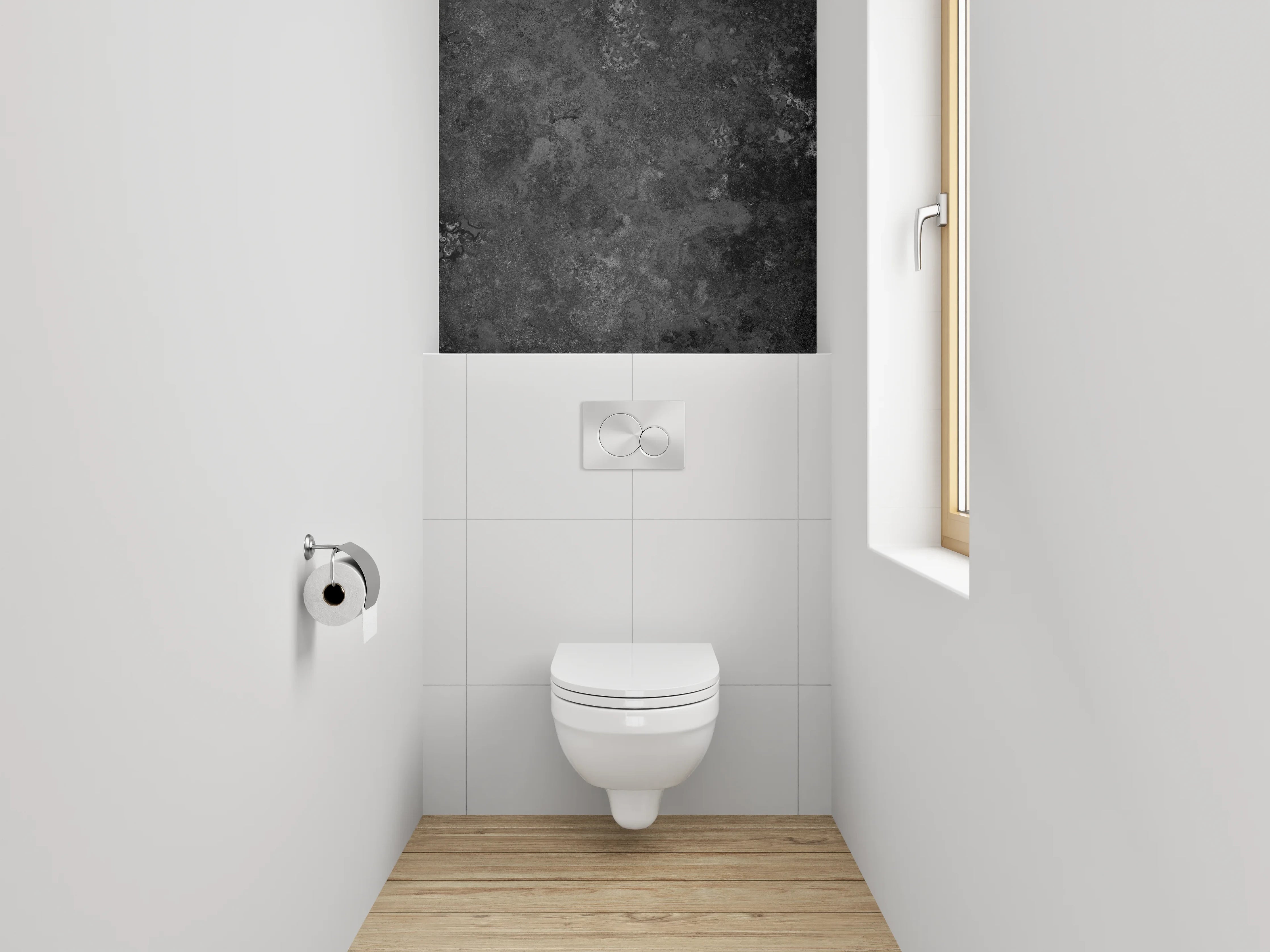 WC-Rückwand - Schwarzer Schiefer-Look Badezimmer Wand