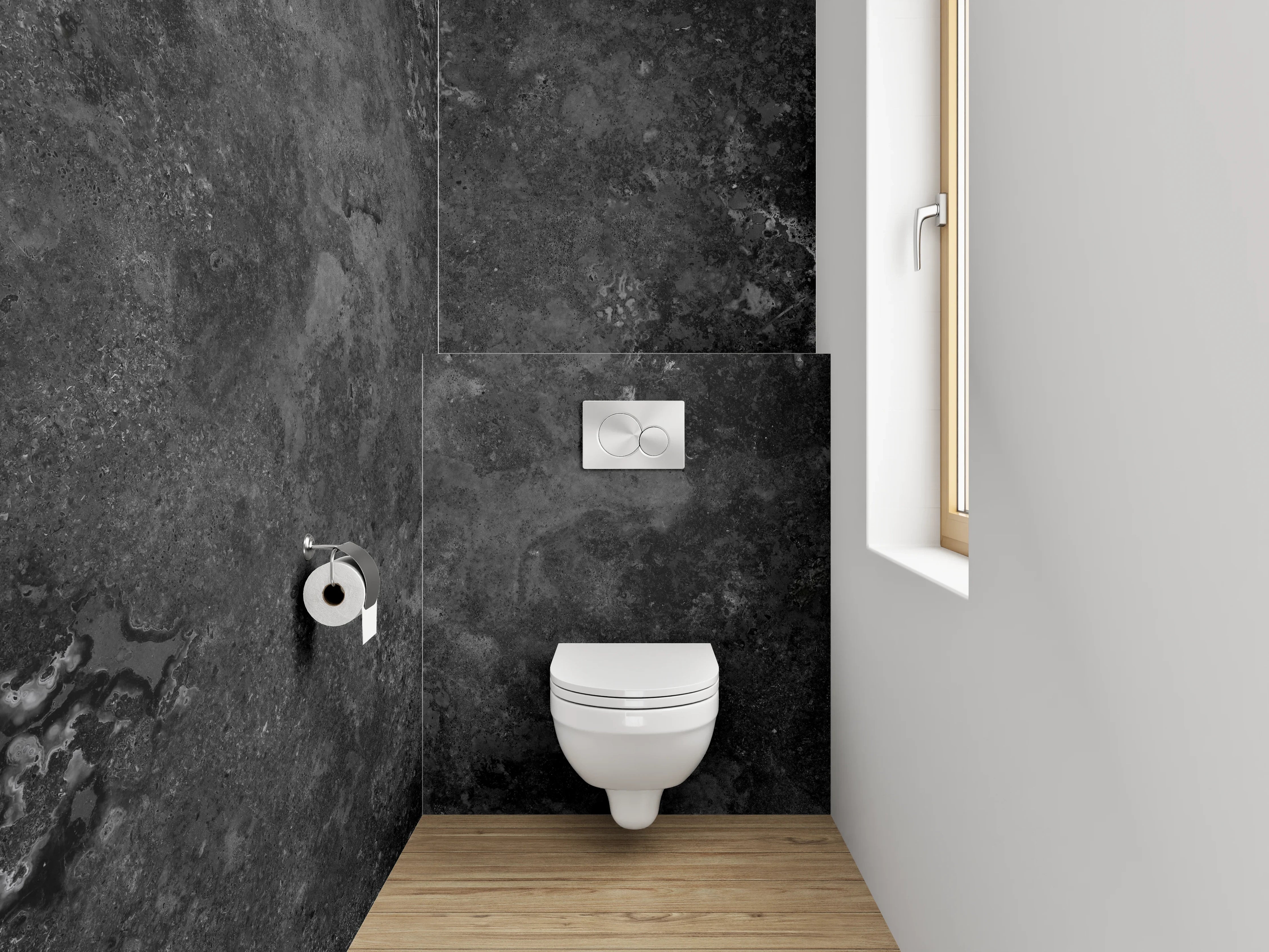 WC-Rückwand - Schwarzer Schiefer-Look Badezimmer Wand