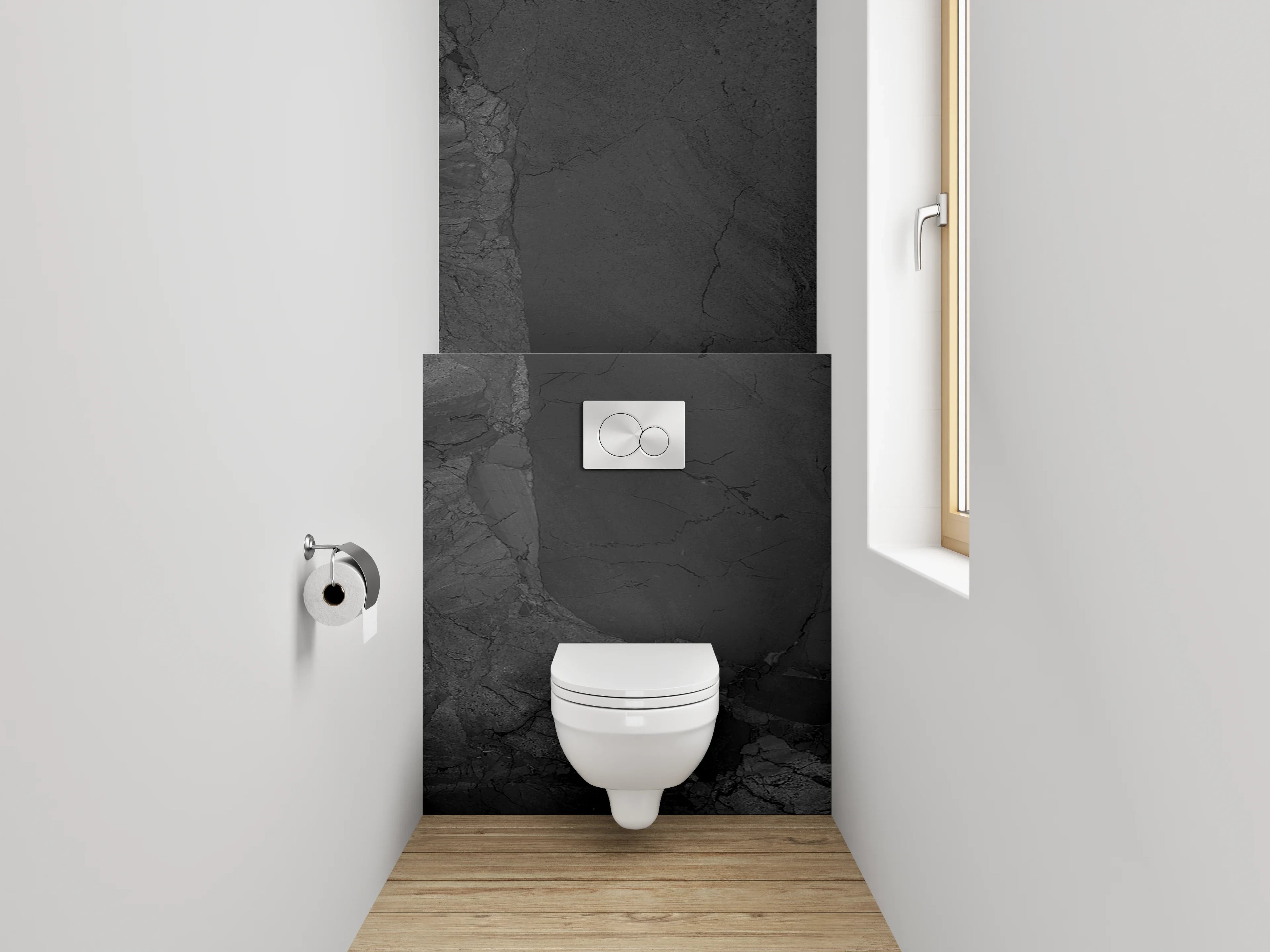 WC-Rückwand - Schwarzer Schiefer Naturstein-Optik
