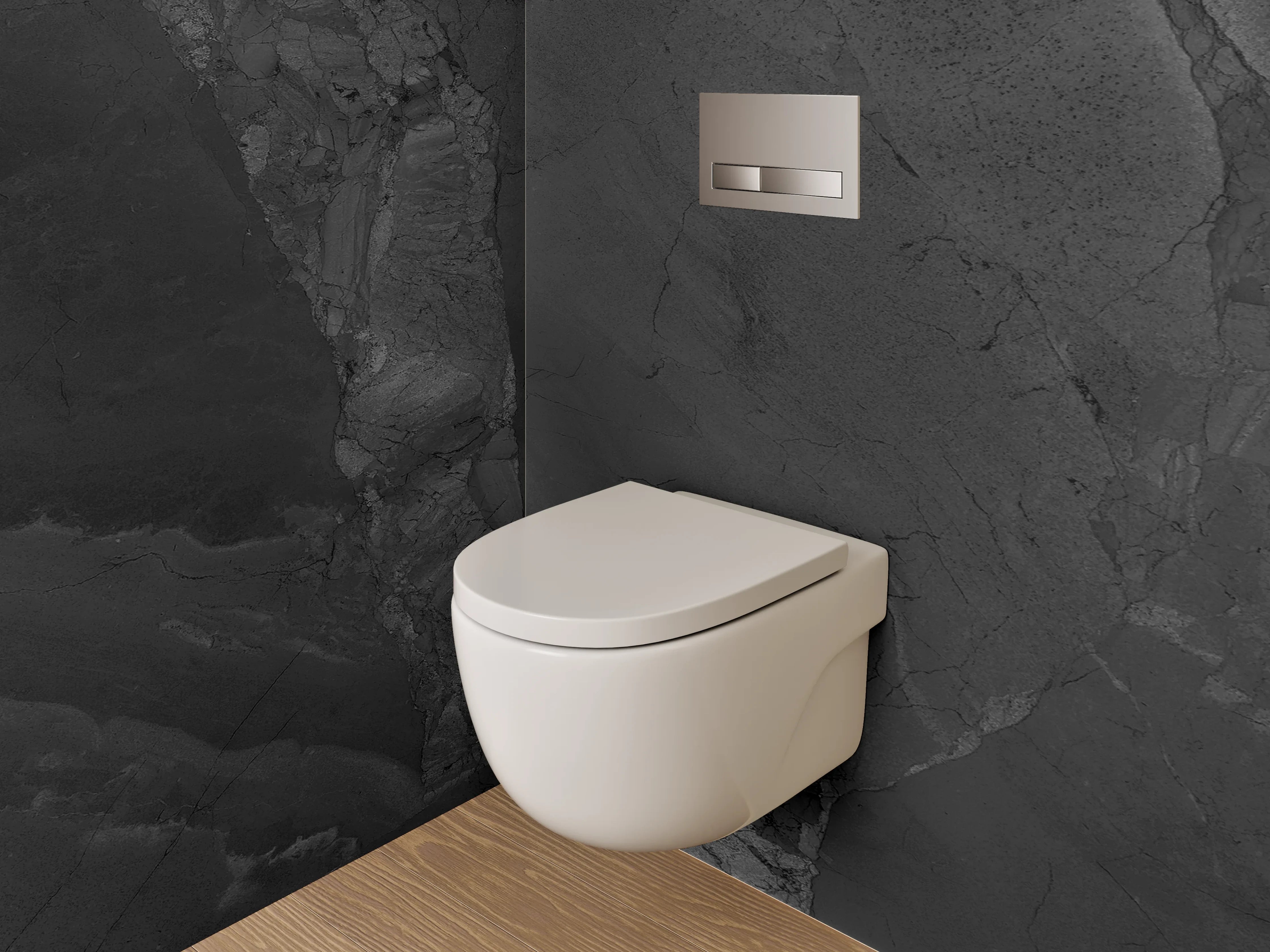 WC-Rückwand - Schwarzer Schiefer Naturstein-Optik