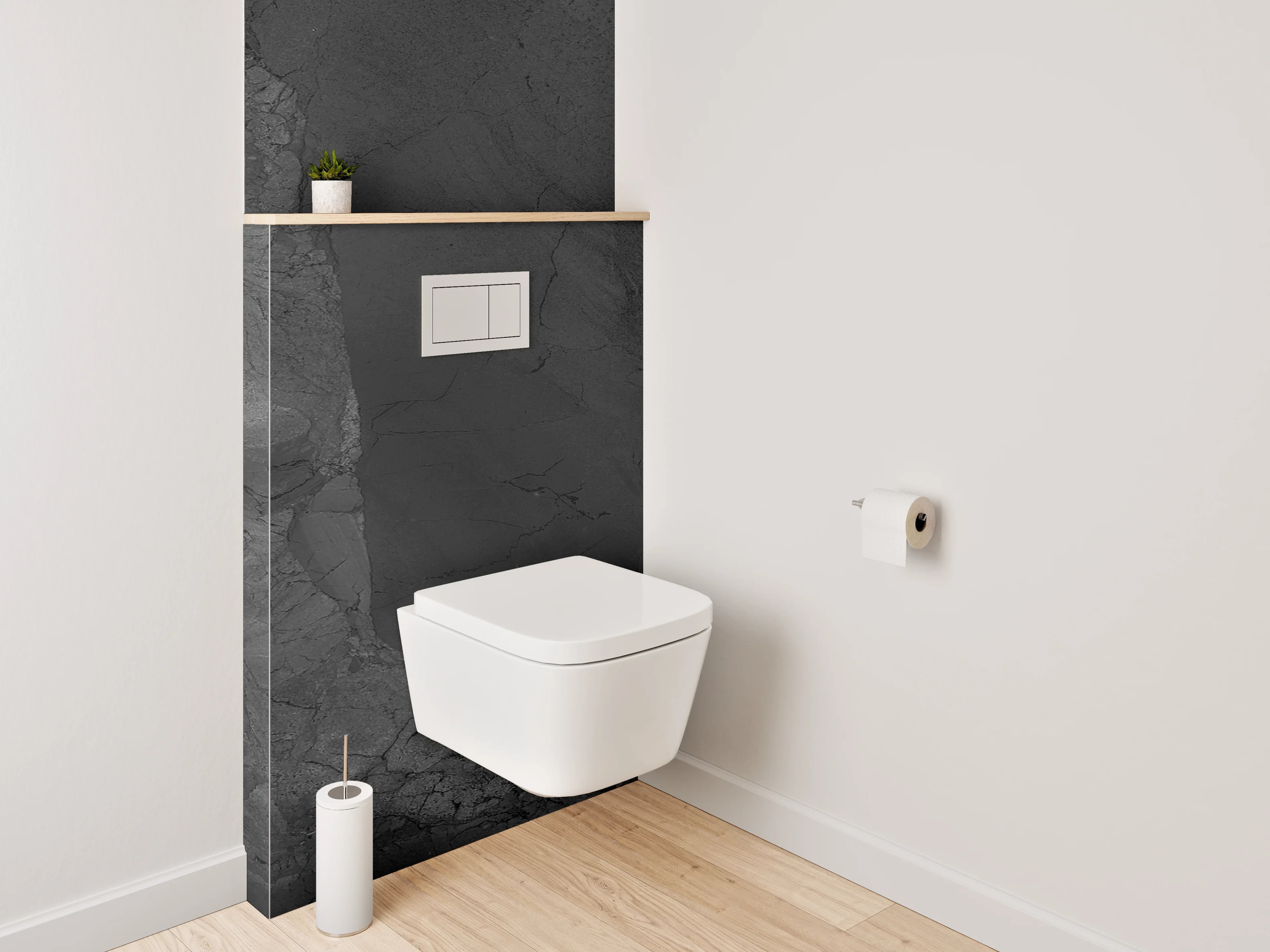 WC-Rückwand - Schwarzer Schiefer Naturstein-Optik