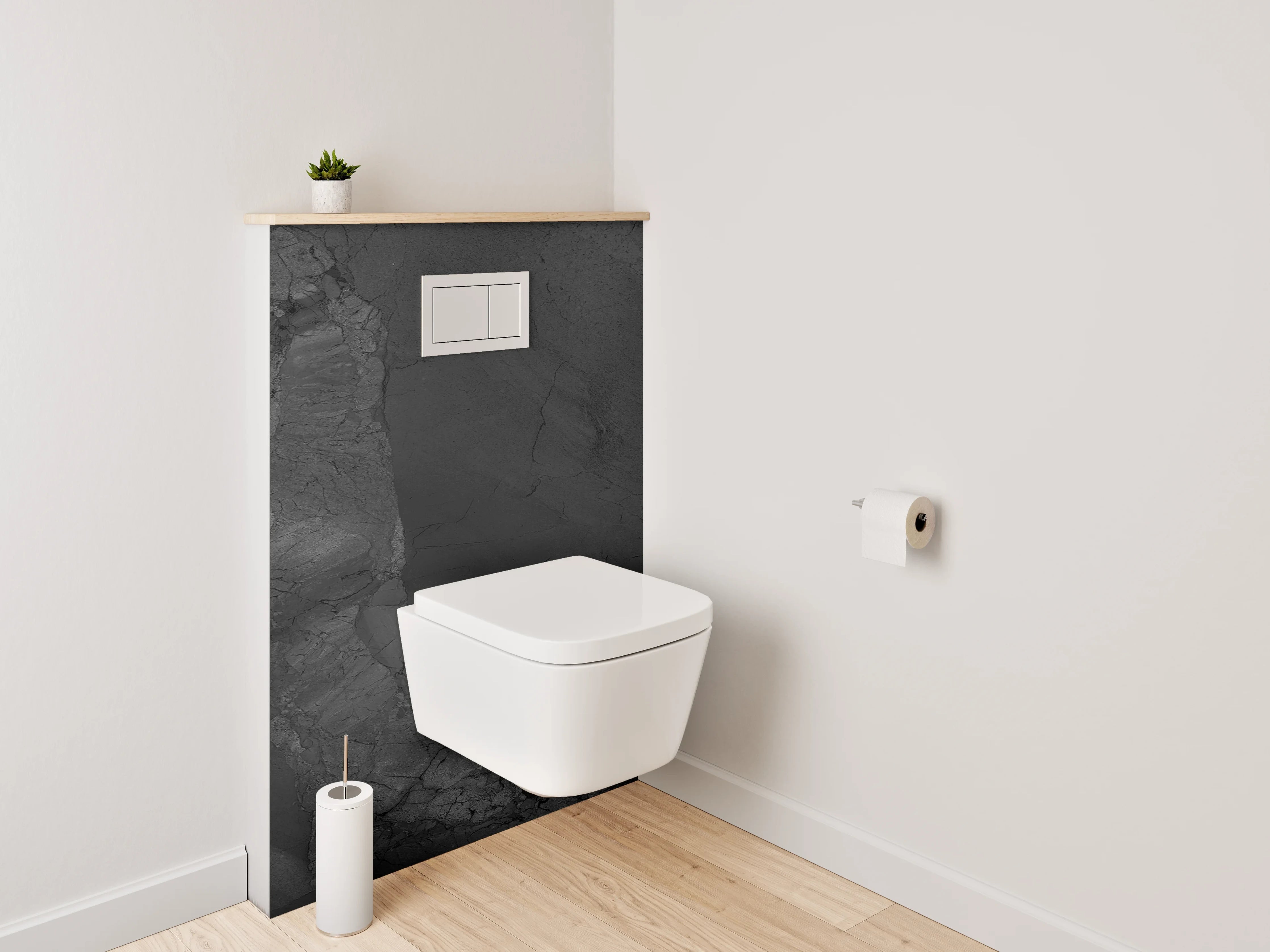 WC-Rückwand - Schwarzer Schiefer Naturstein-Optik
