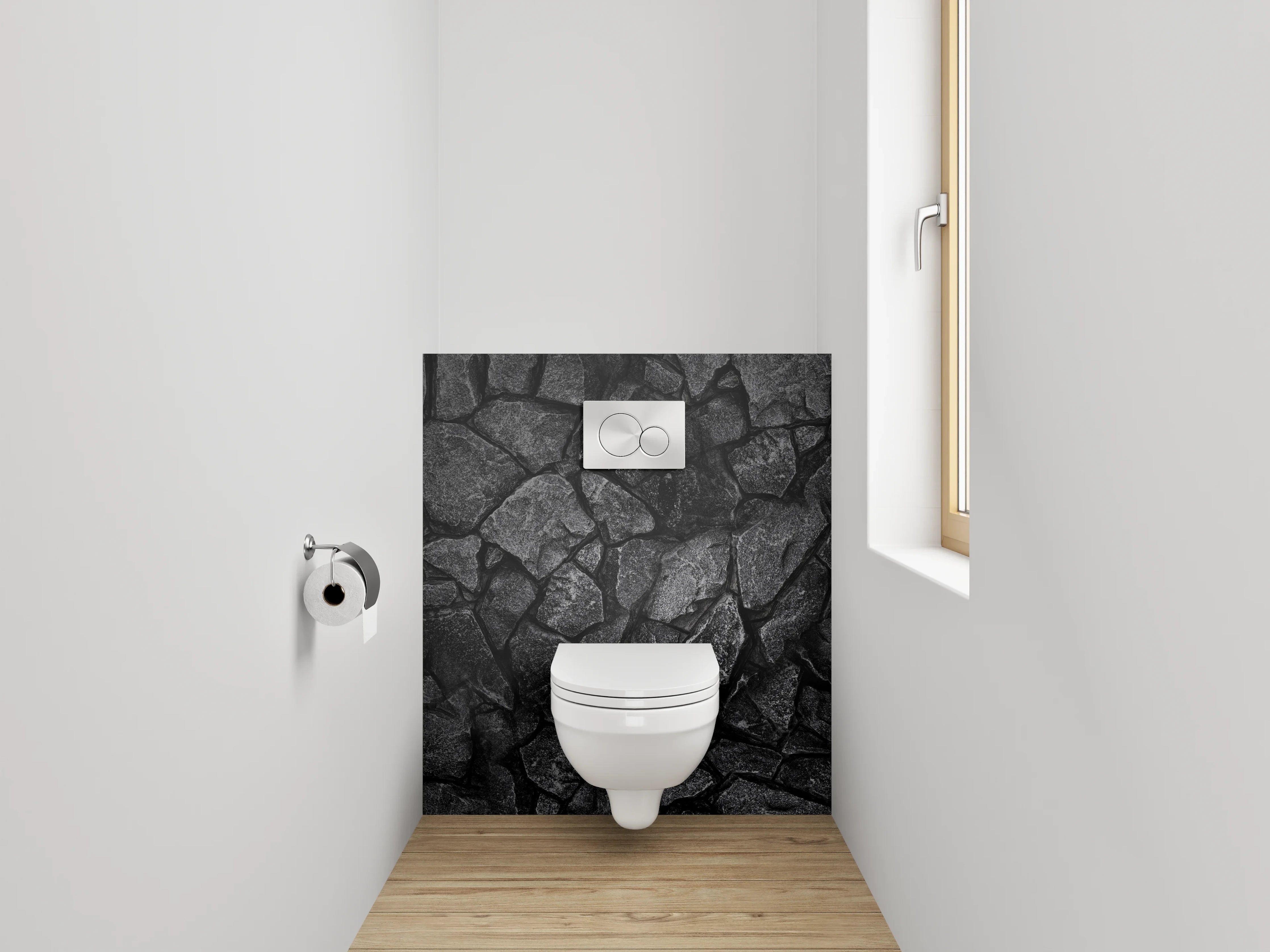 WC-Rückwand - Schwarzer Steinmosaik