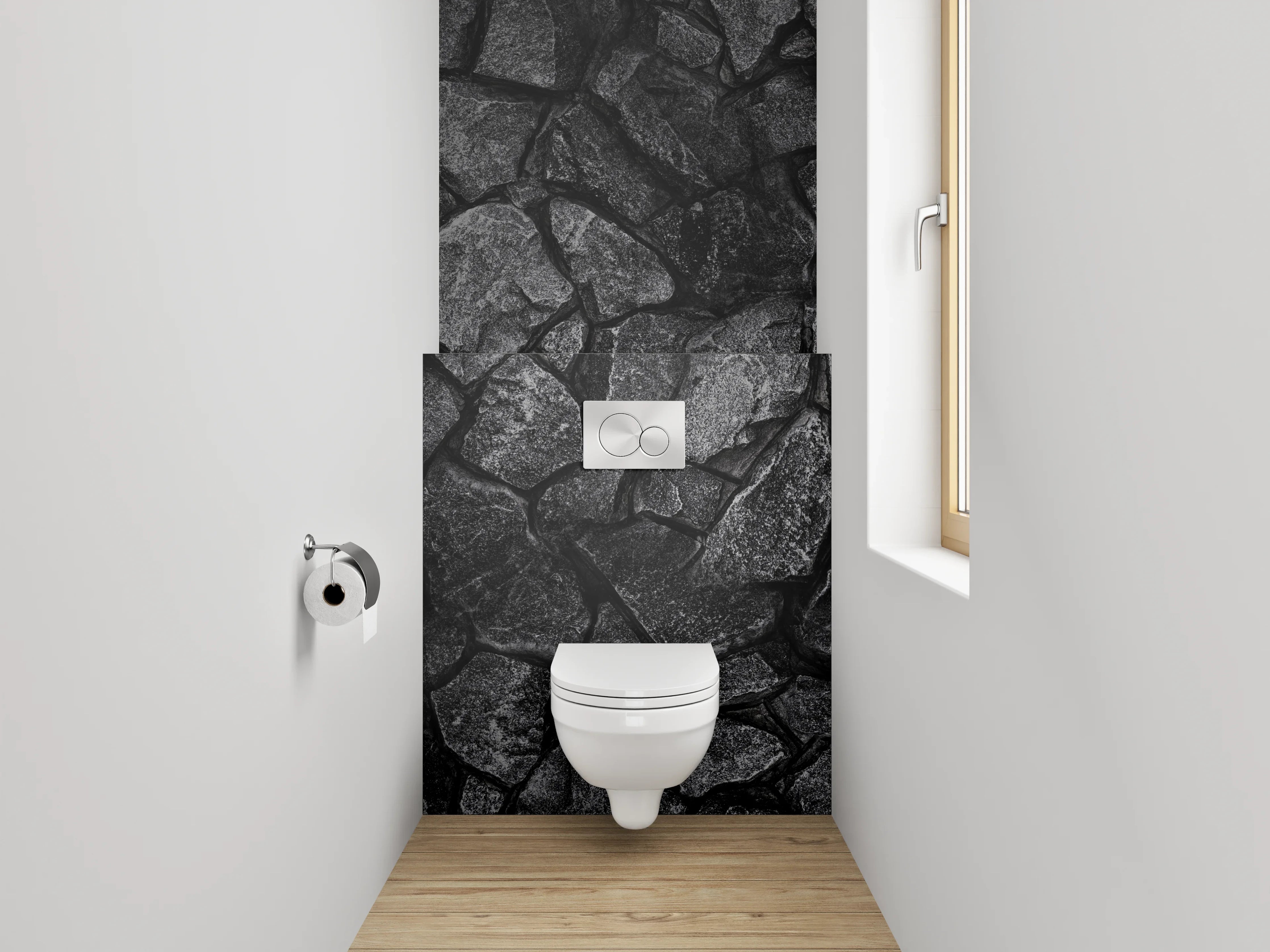 WC-Rückwand - Schwarzer Steinmosaik