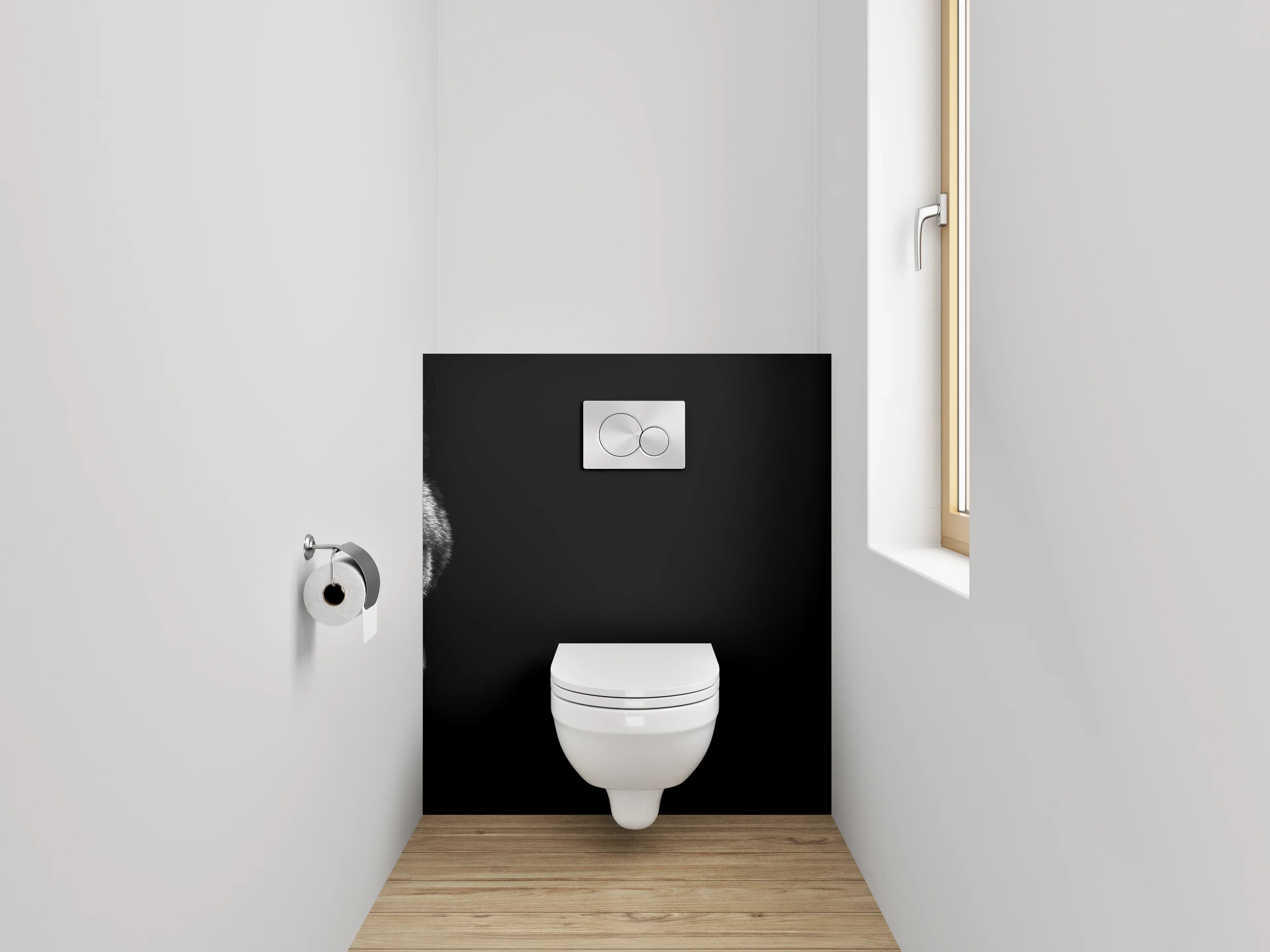 WC-Rückwand - Schwarzer Wolf – Mystisches Tierportrait