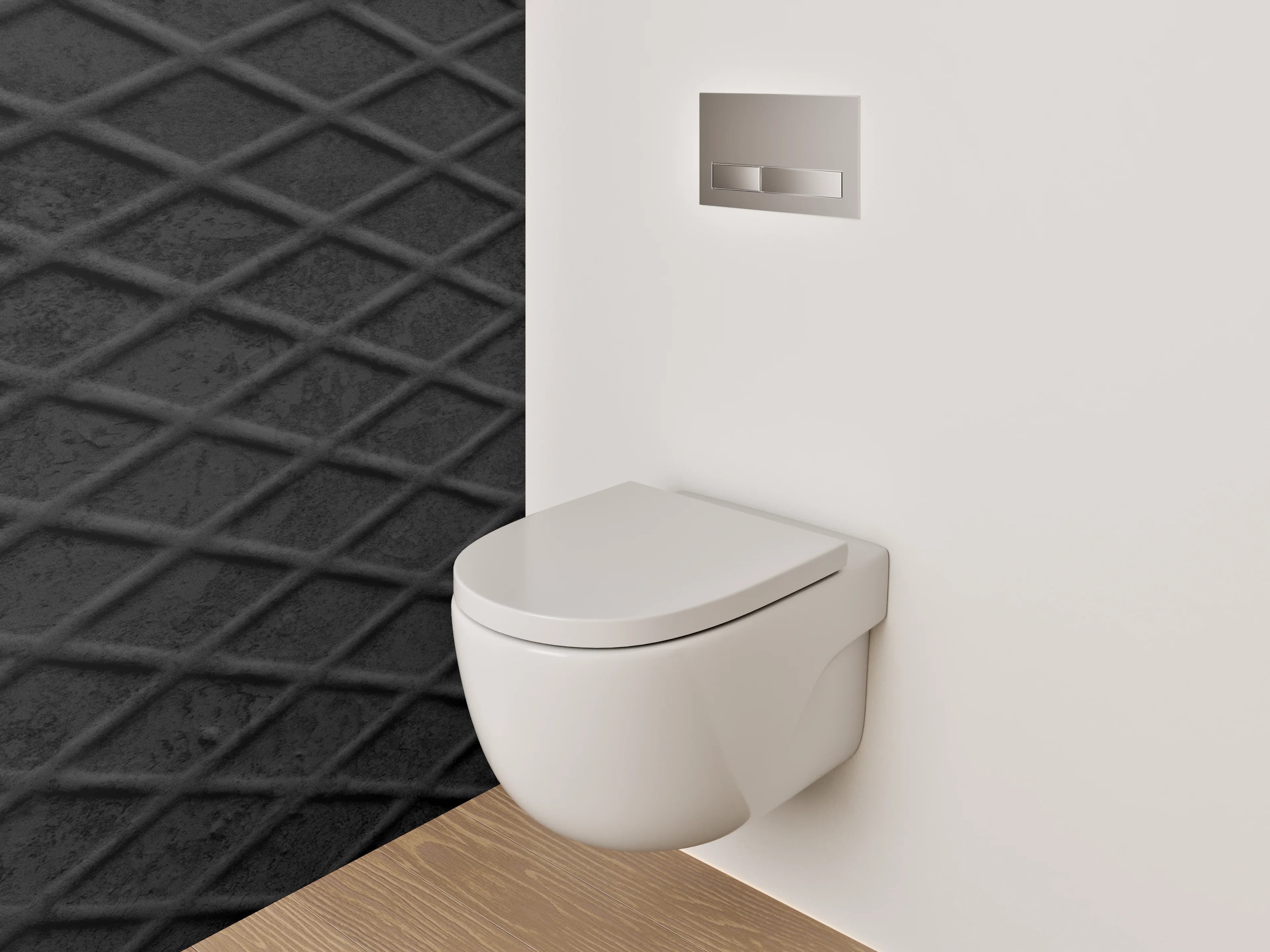 WC-Rückwand - Schwarzes Rautenmuster Struktur Design