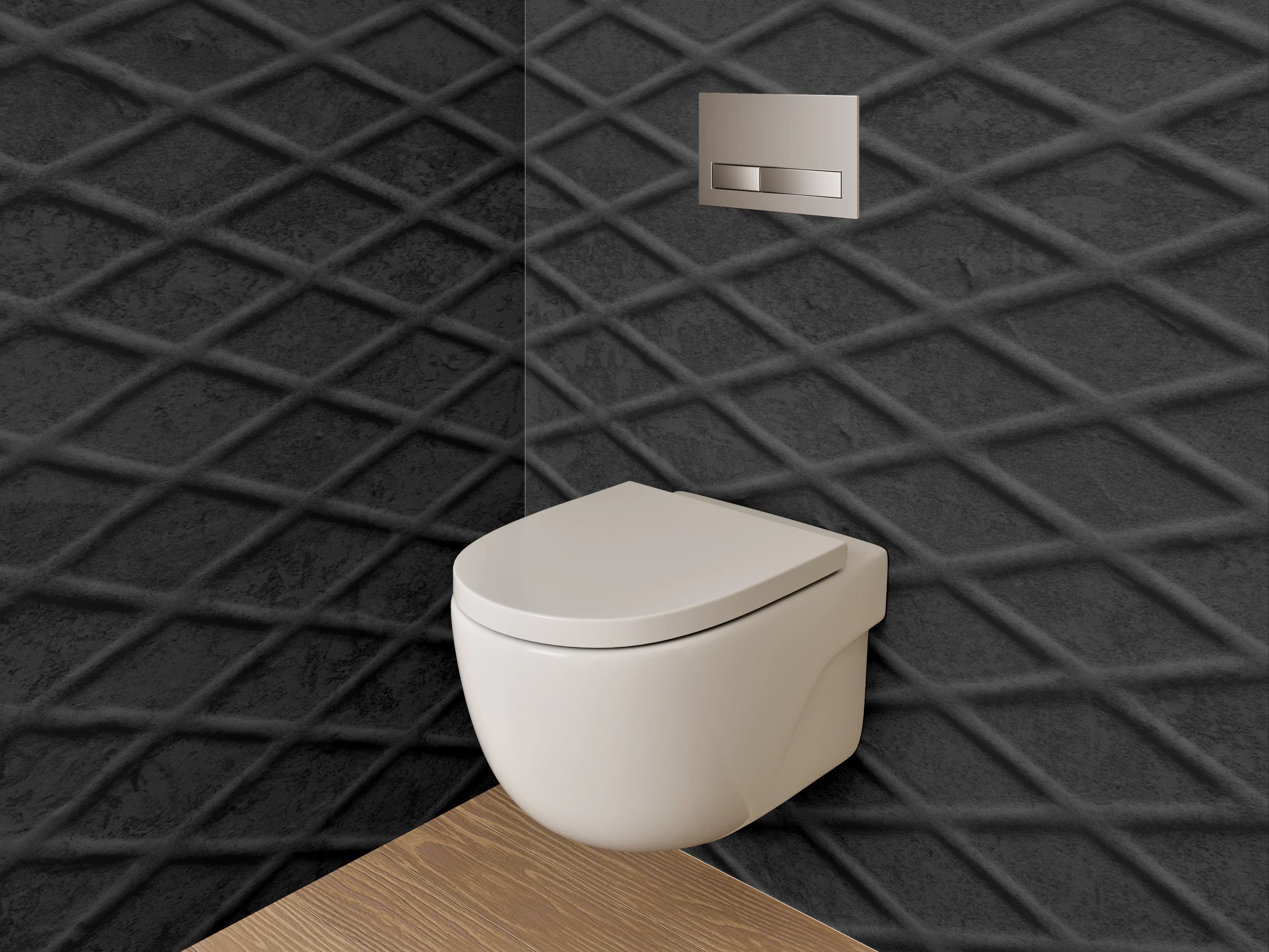 WC-Rückwand - Schwarzes Rautenmuster Struktur Design