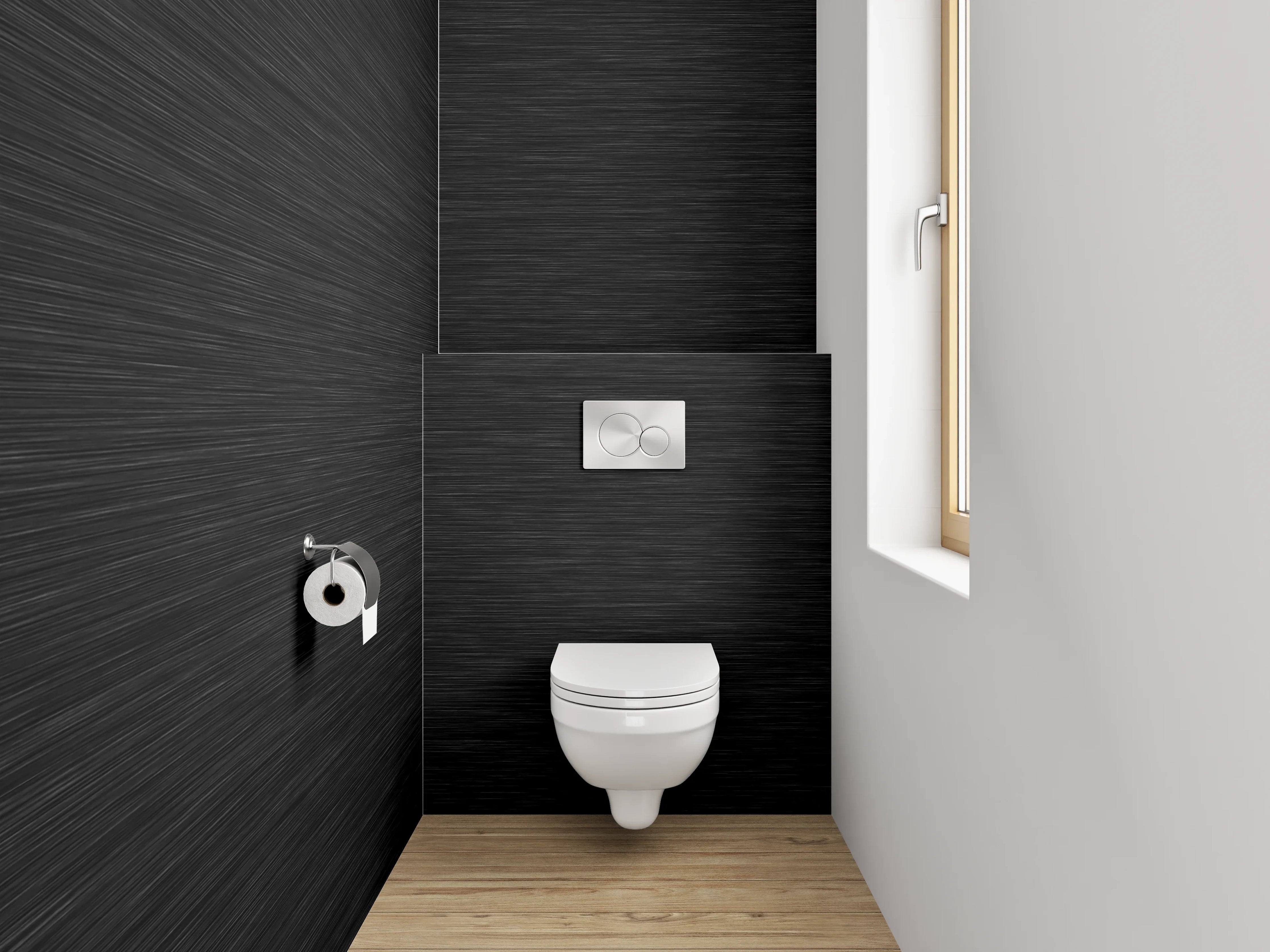WC-Rückwand - Schwarzes gebürstetes Metall Design