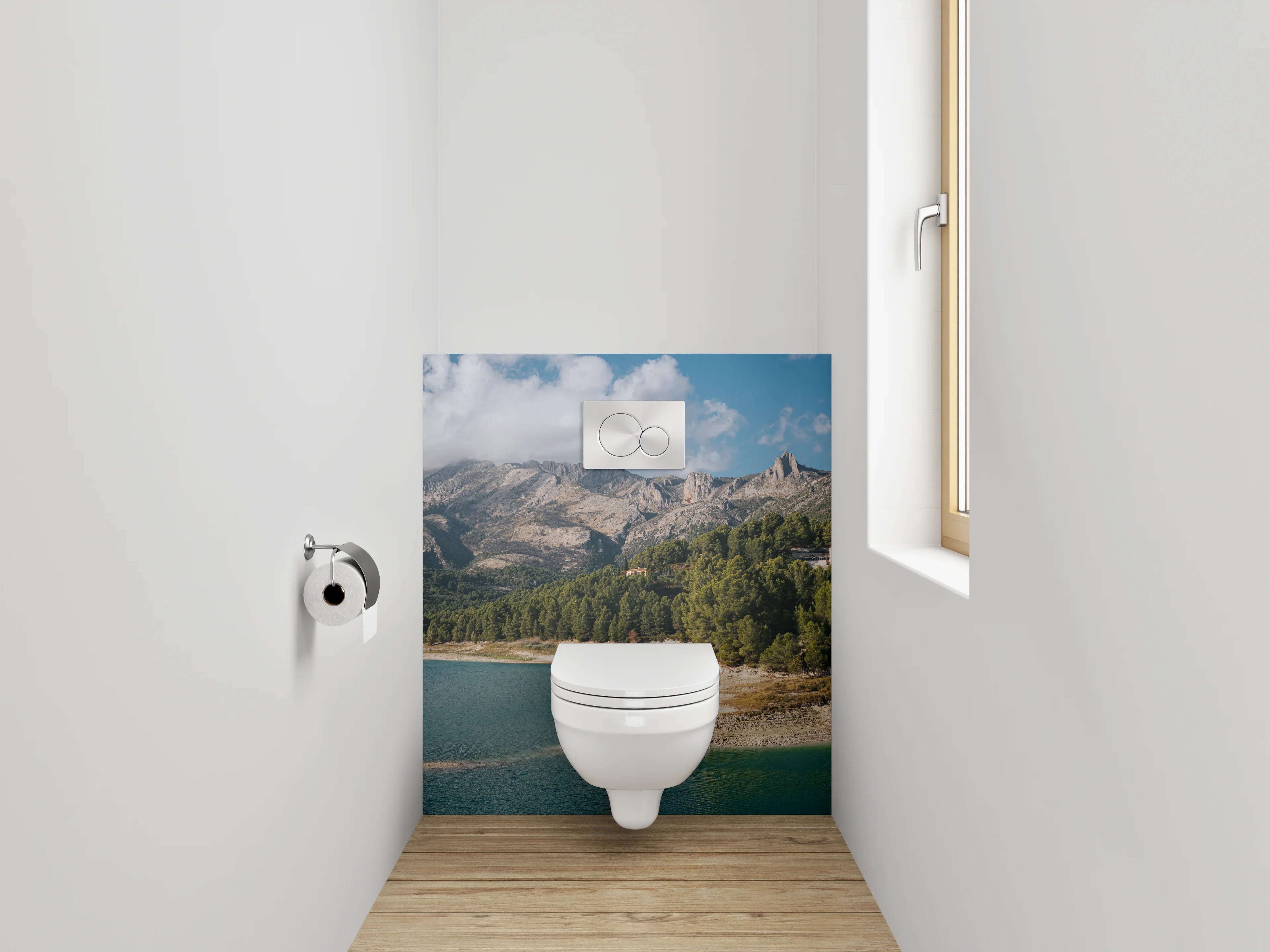 WC-Rückwand - See- und Berglandschaft Panorama