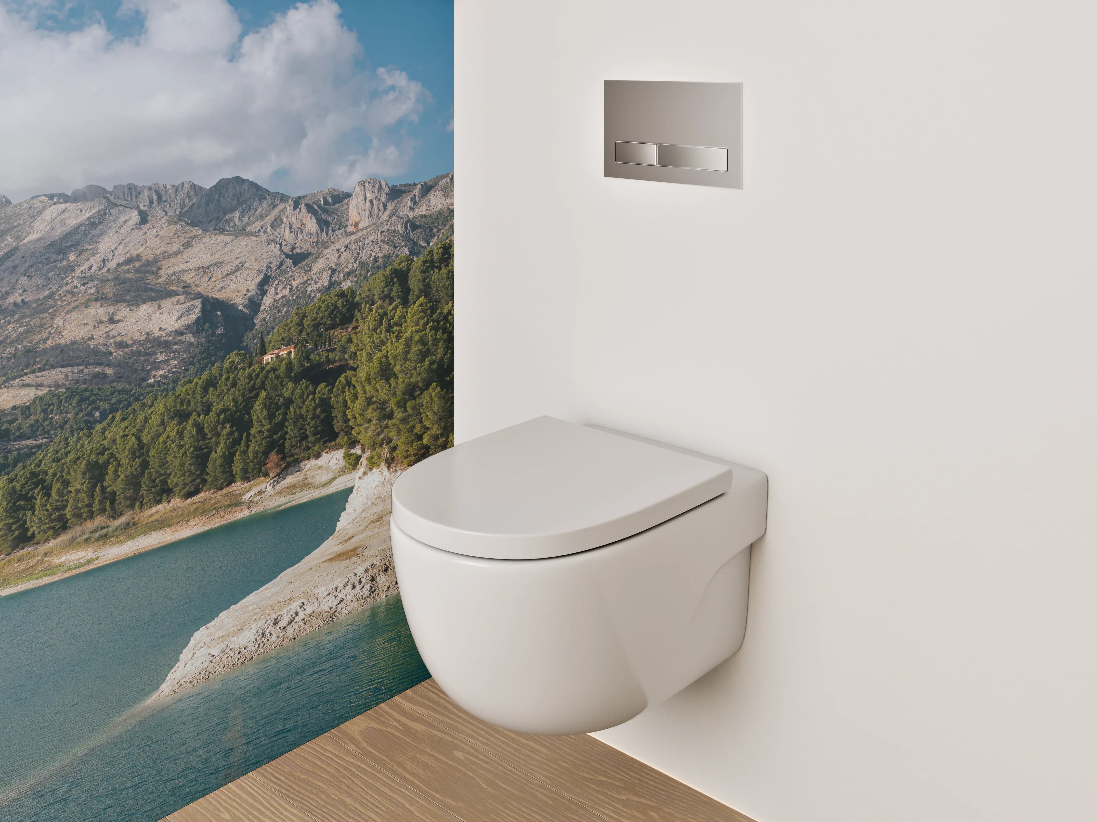 WC-Rückwand - See- und Berglandschaft Panorama