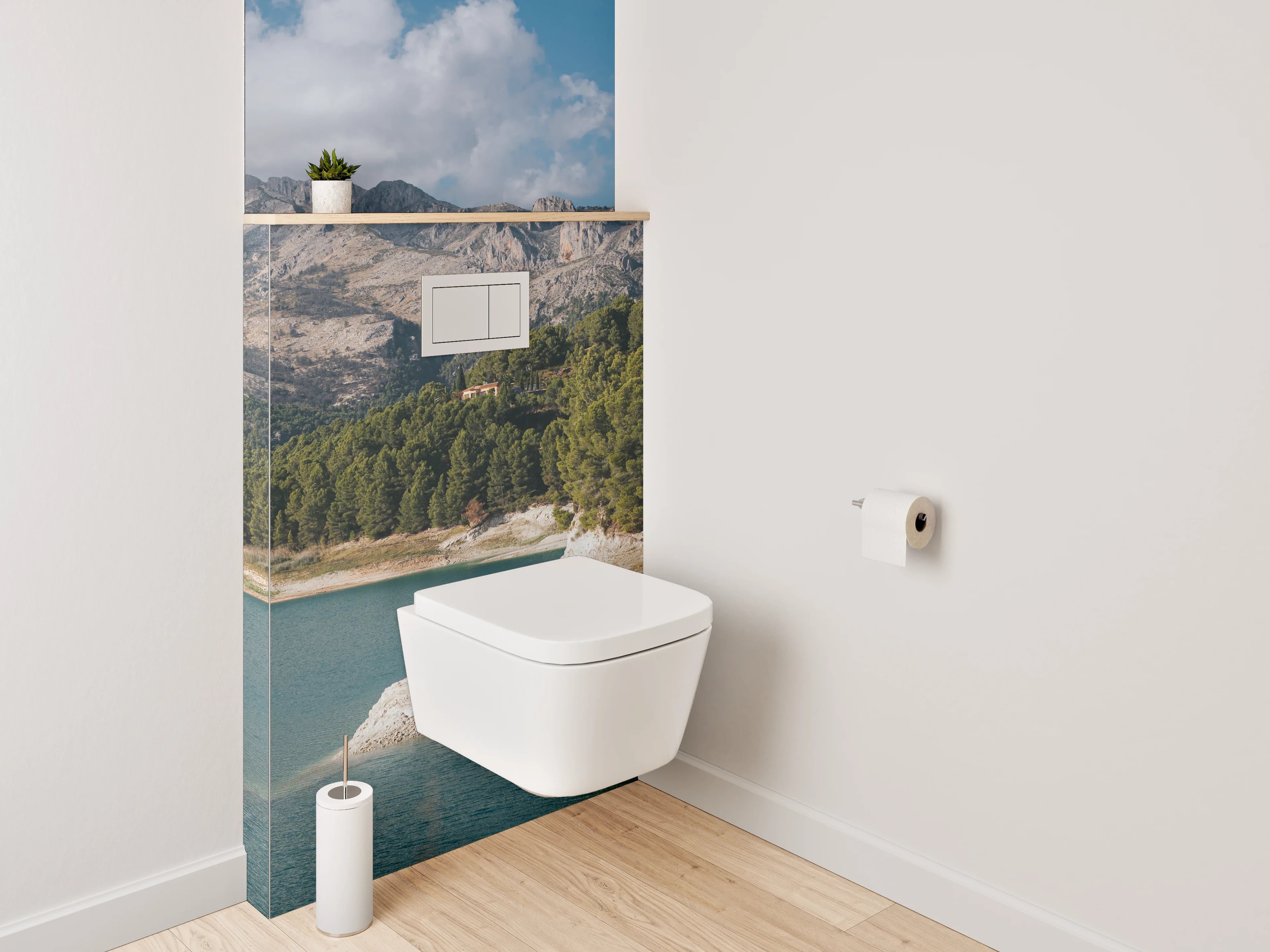 WC-Rückwand - See- und Berglandschaft Panorama