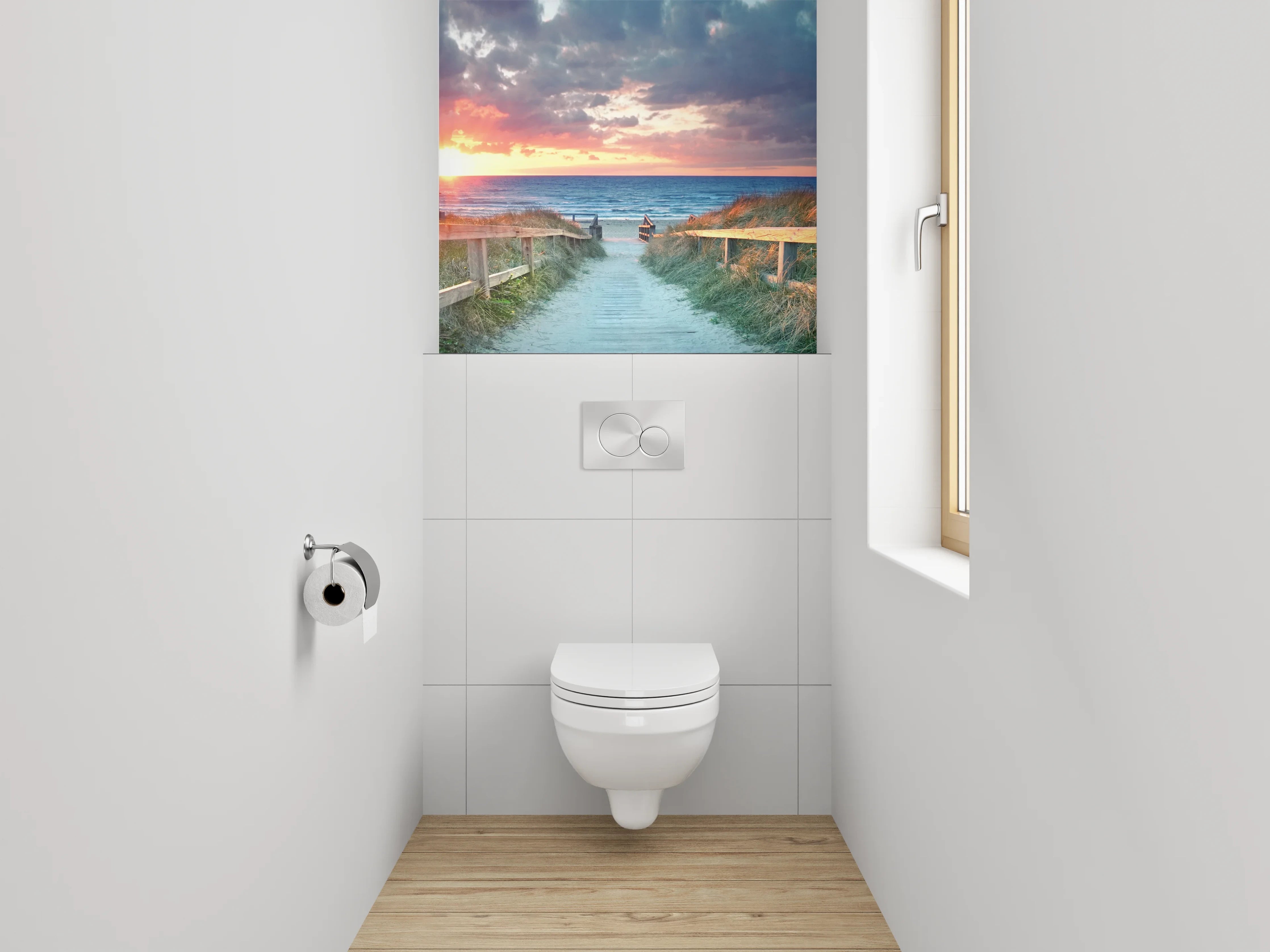 WC-Rückwand - Seebrücke am Strand bei Sonnenuntergang