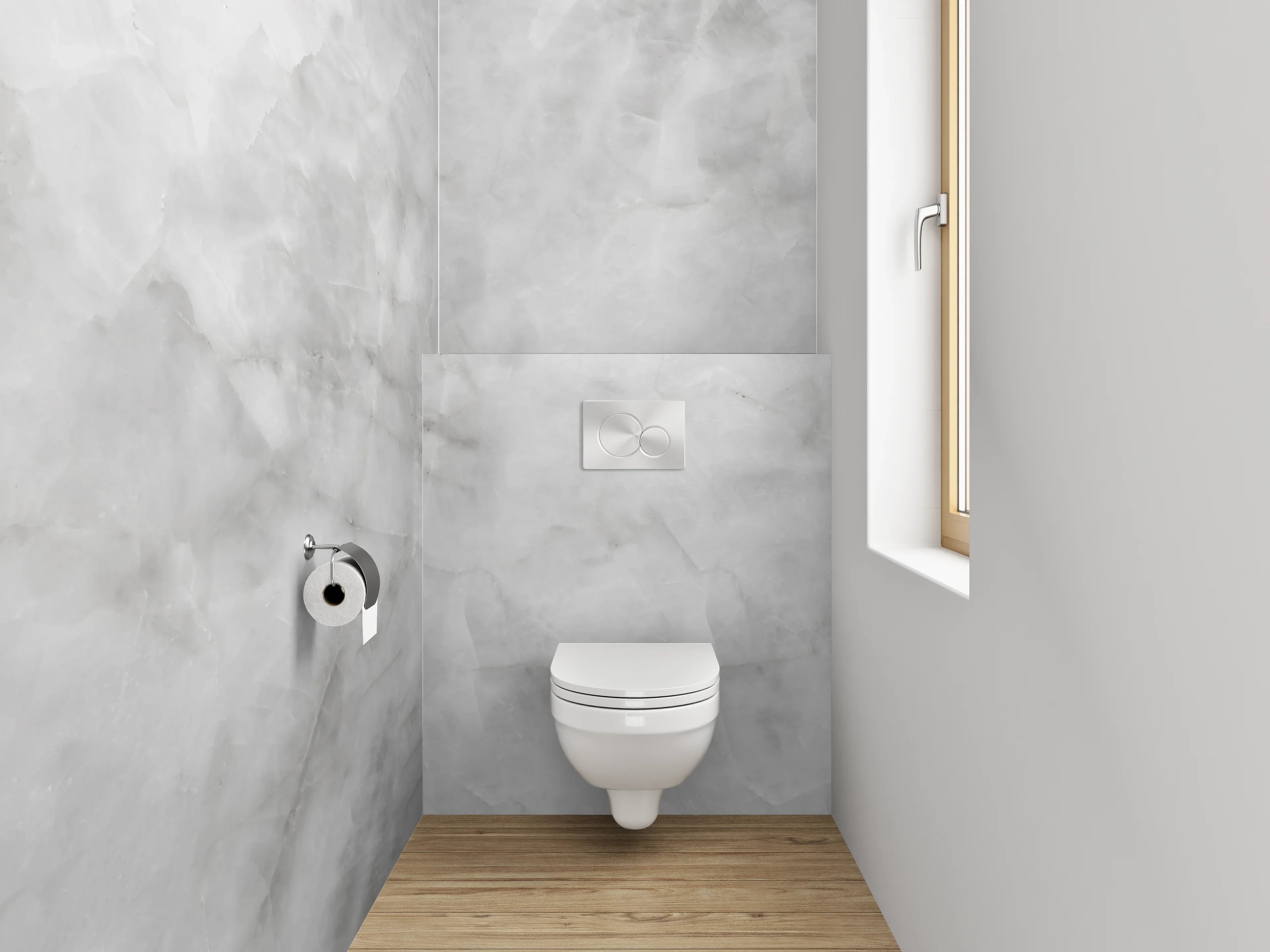 WC-Rückwand - Silbergraue Marmor-Optik