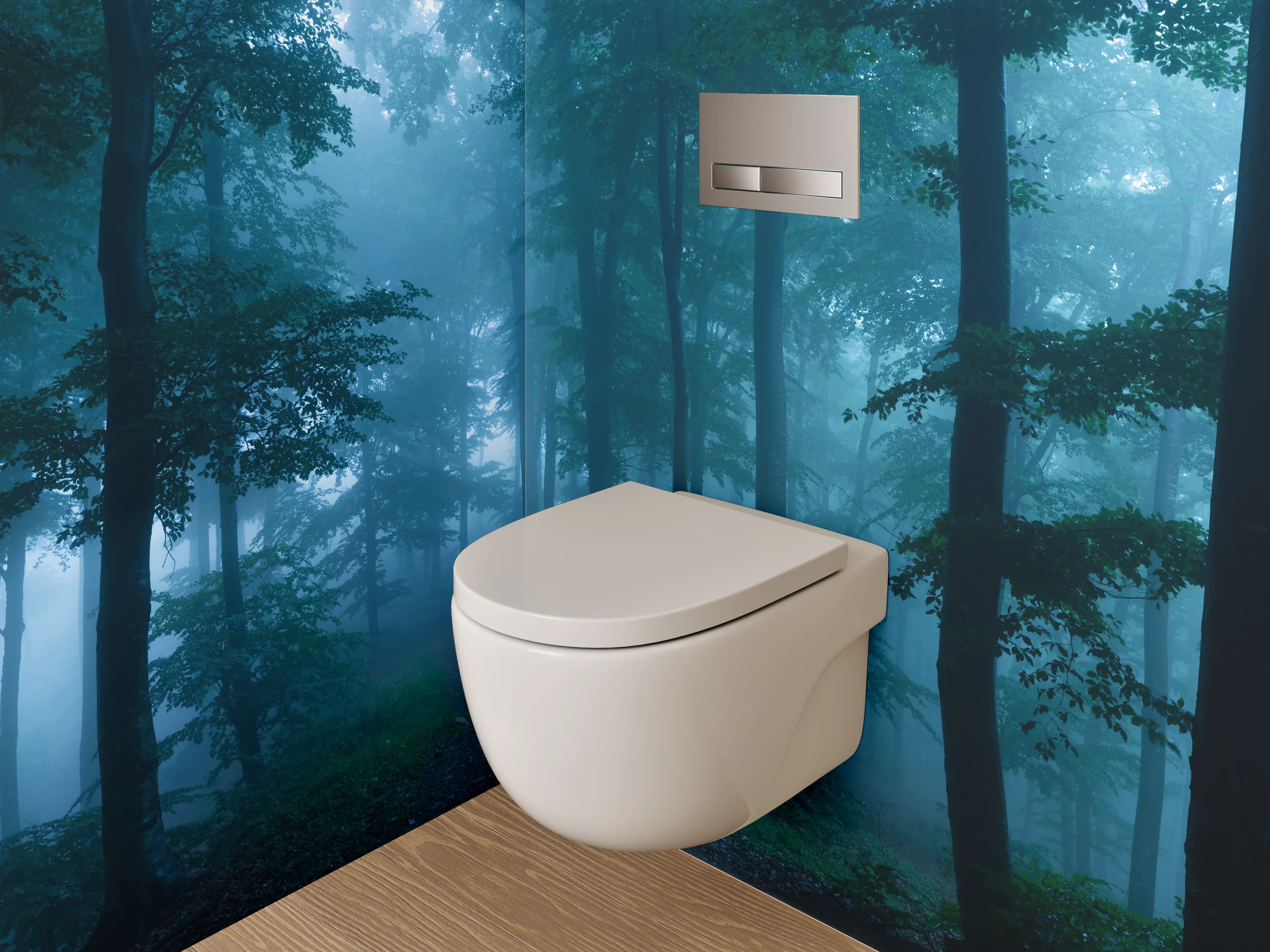 WC-Rückwand - Silbergraue Nebelschleier im Zauberwald
