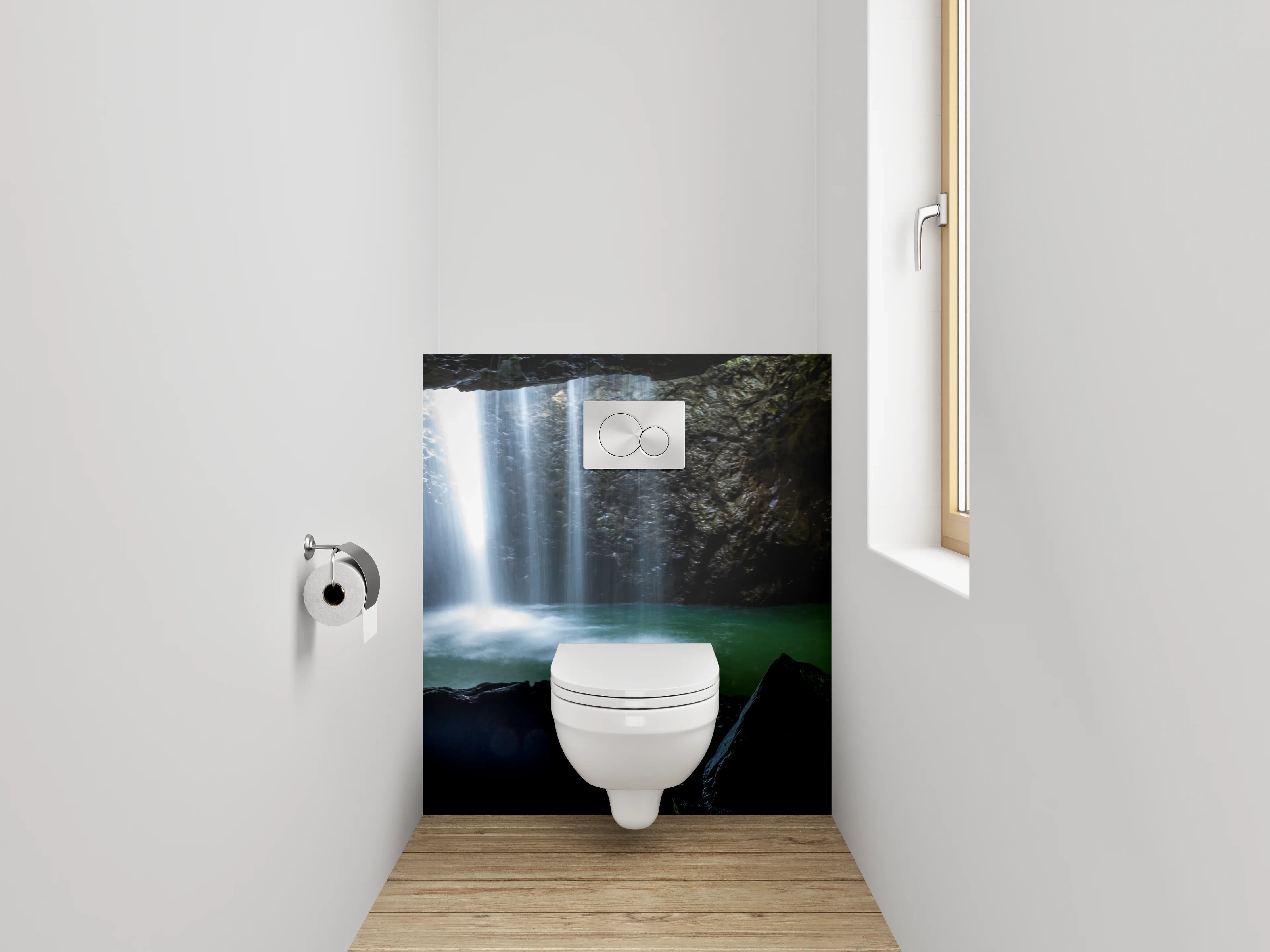 WC-Rückwand - Silbergraue Wasserträume im Urwald