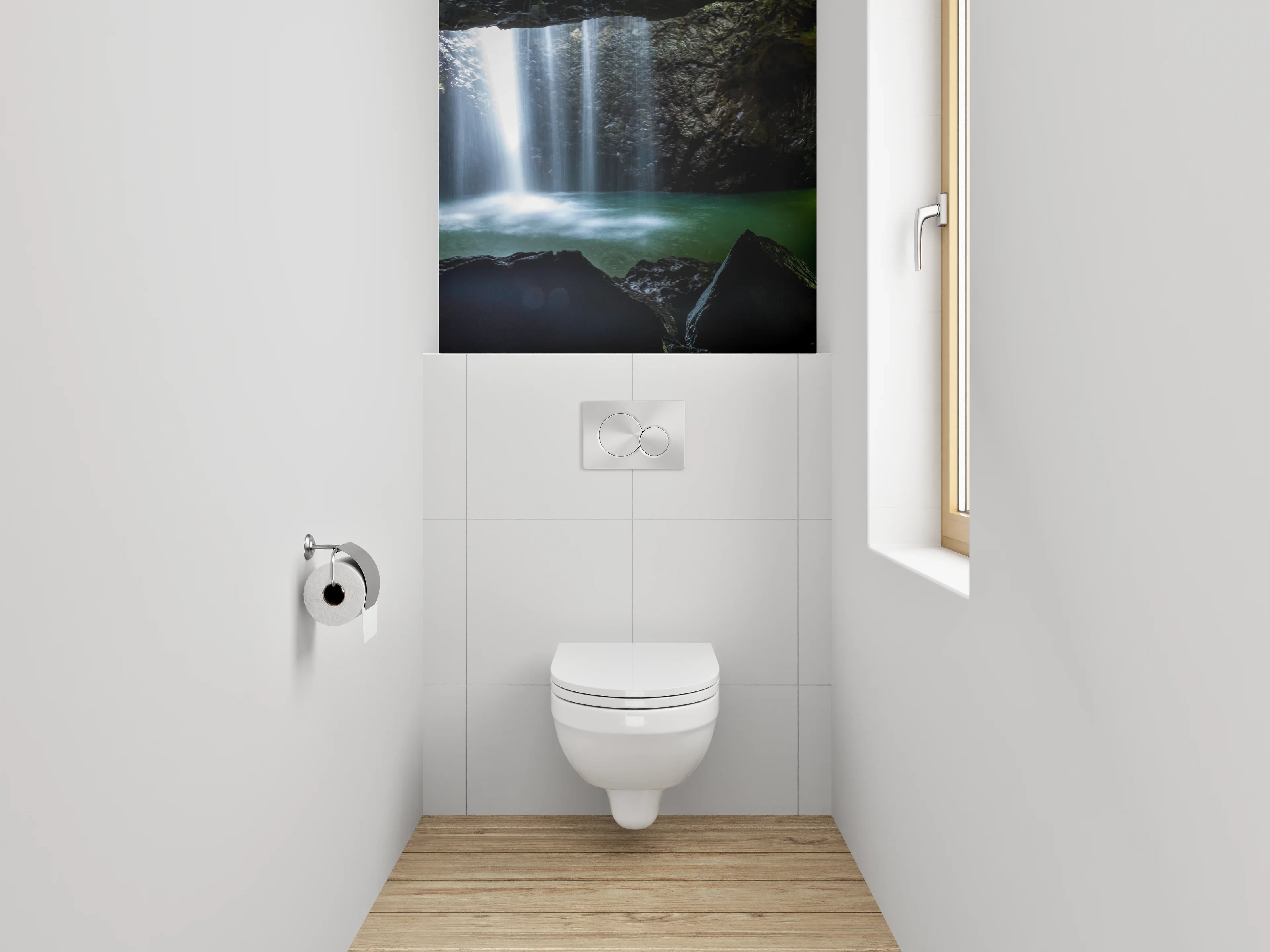WC-Rückwand - Silbergraue Wasserträume im Urwald