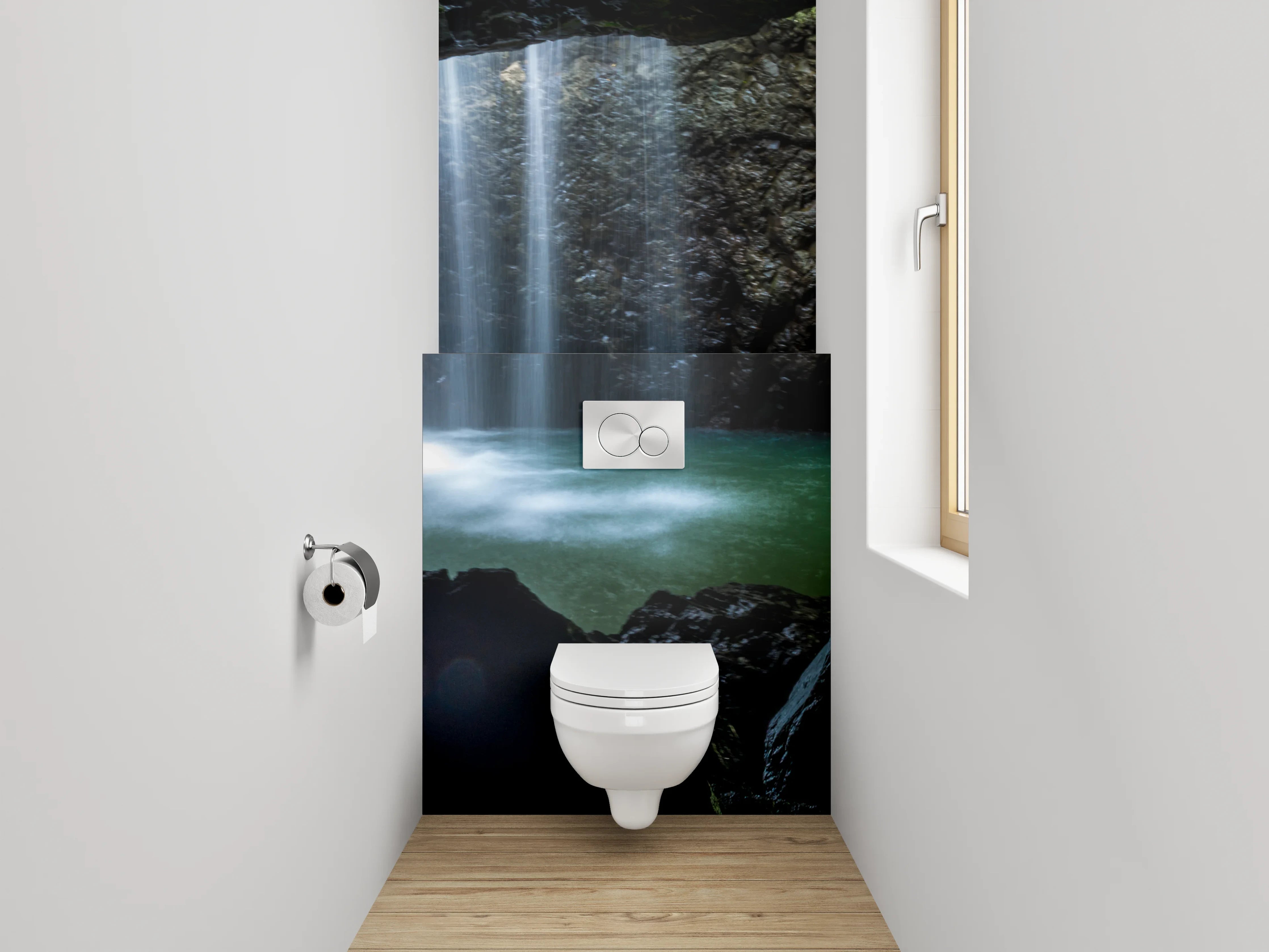 WC-Rückwand - Silbergraue Wasserträume im Urwald