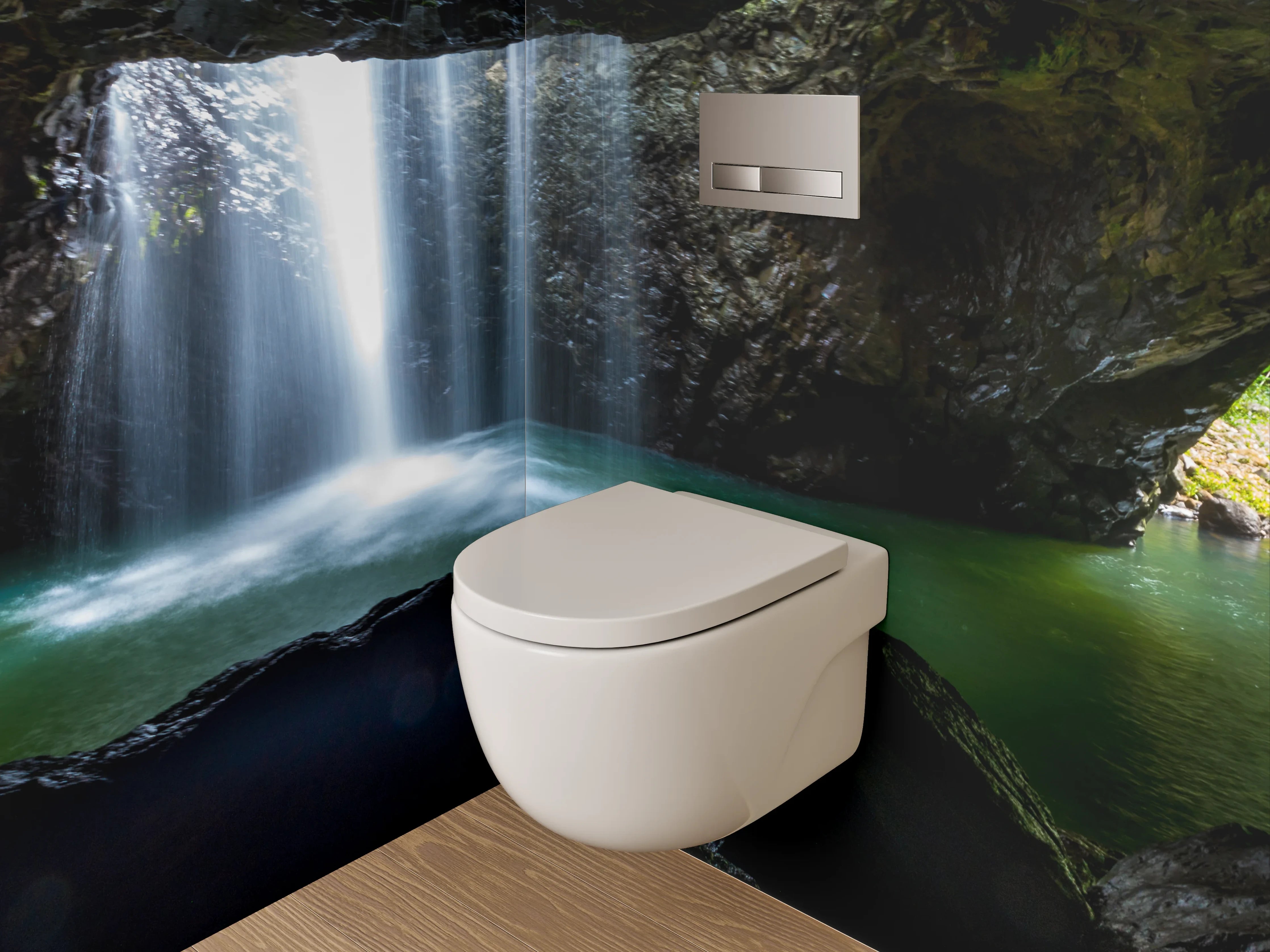 WC-Rückwand - Silbergraue Wasserträume im Urwald