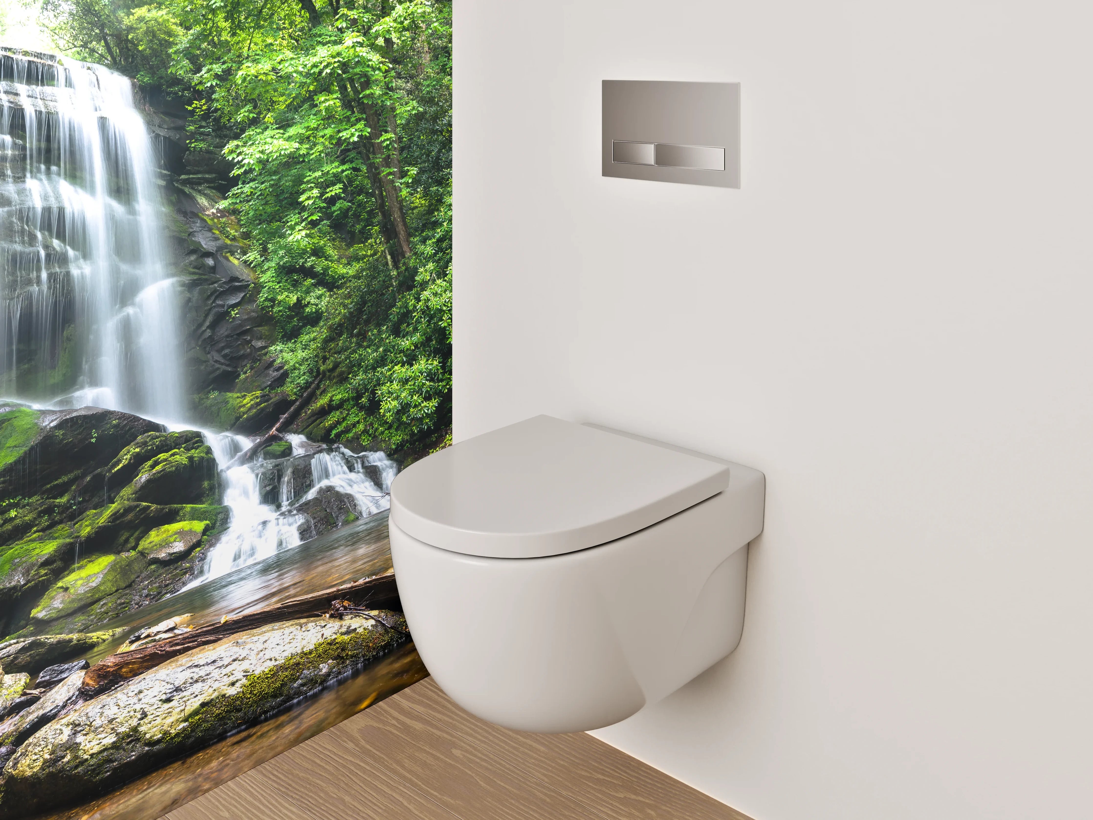 WC-Rückwand - Silbergrauer Bach im smaragdgrünen Forst