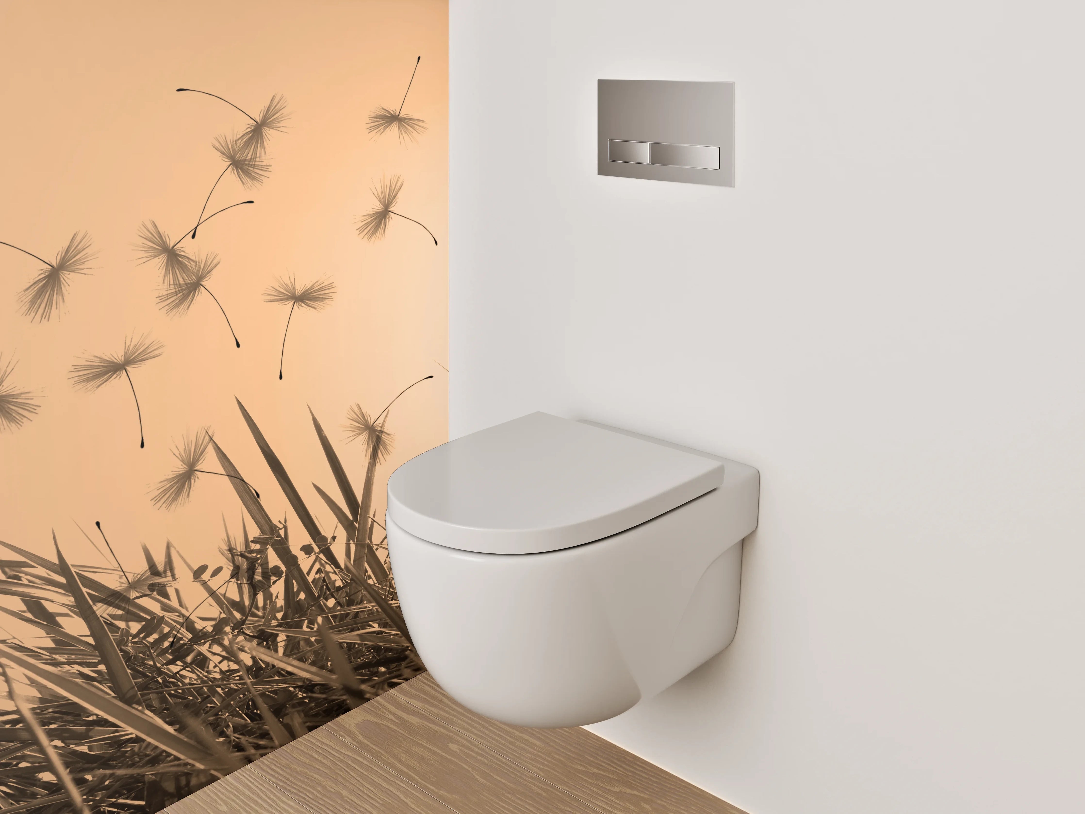 WC-Rückwand - Silberhauch auf Löwenzahn bei Dämmerung