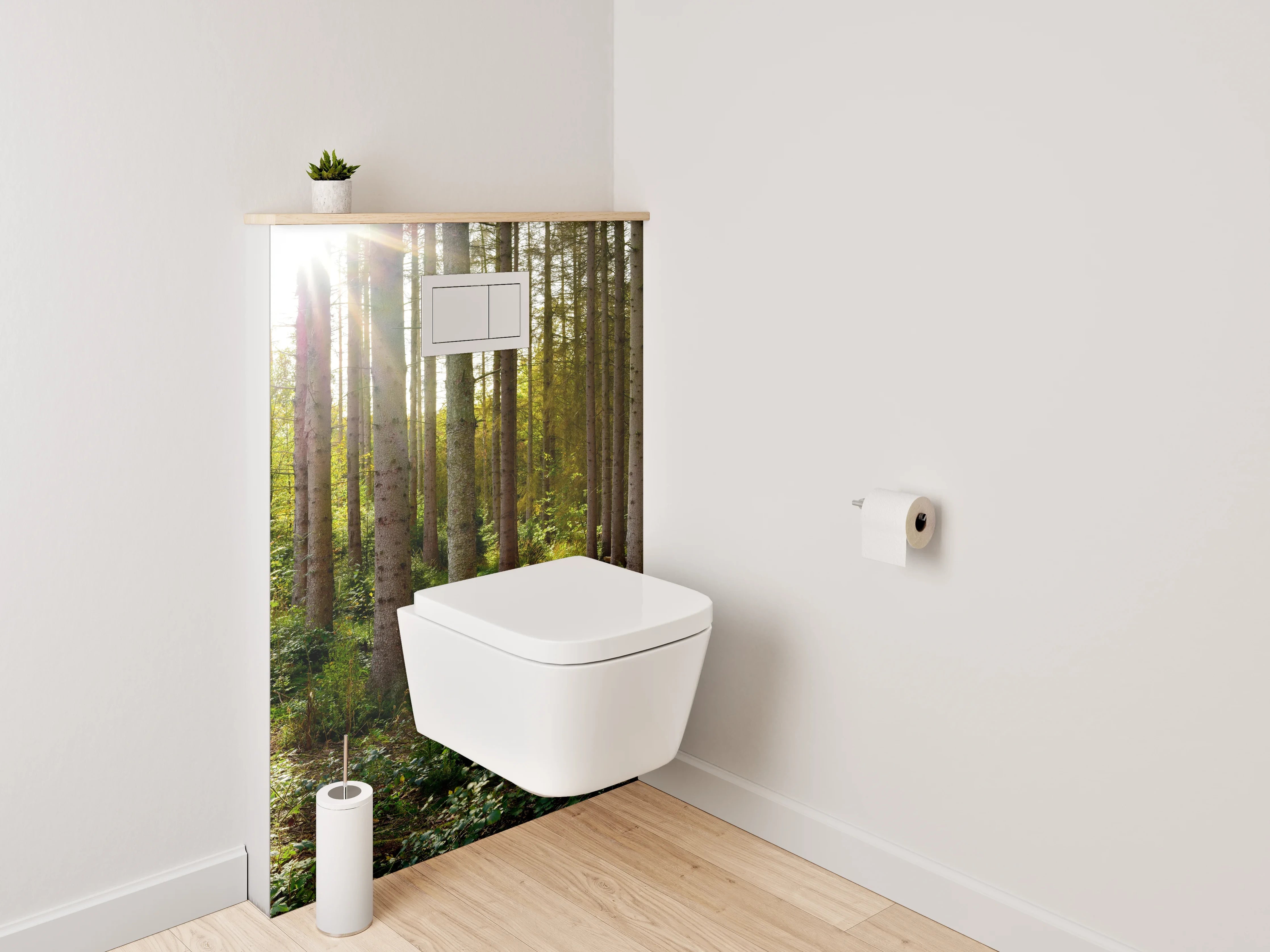 WC-Rückwand - Silberlicht zwischen grauen Blättern