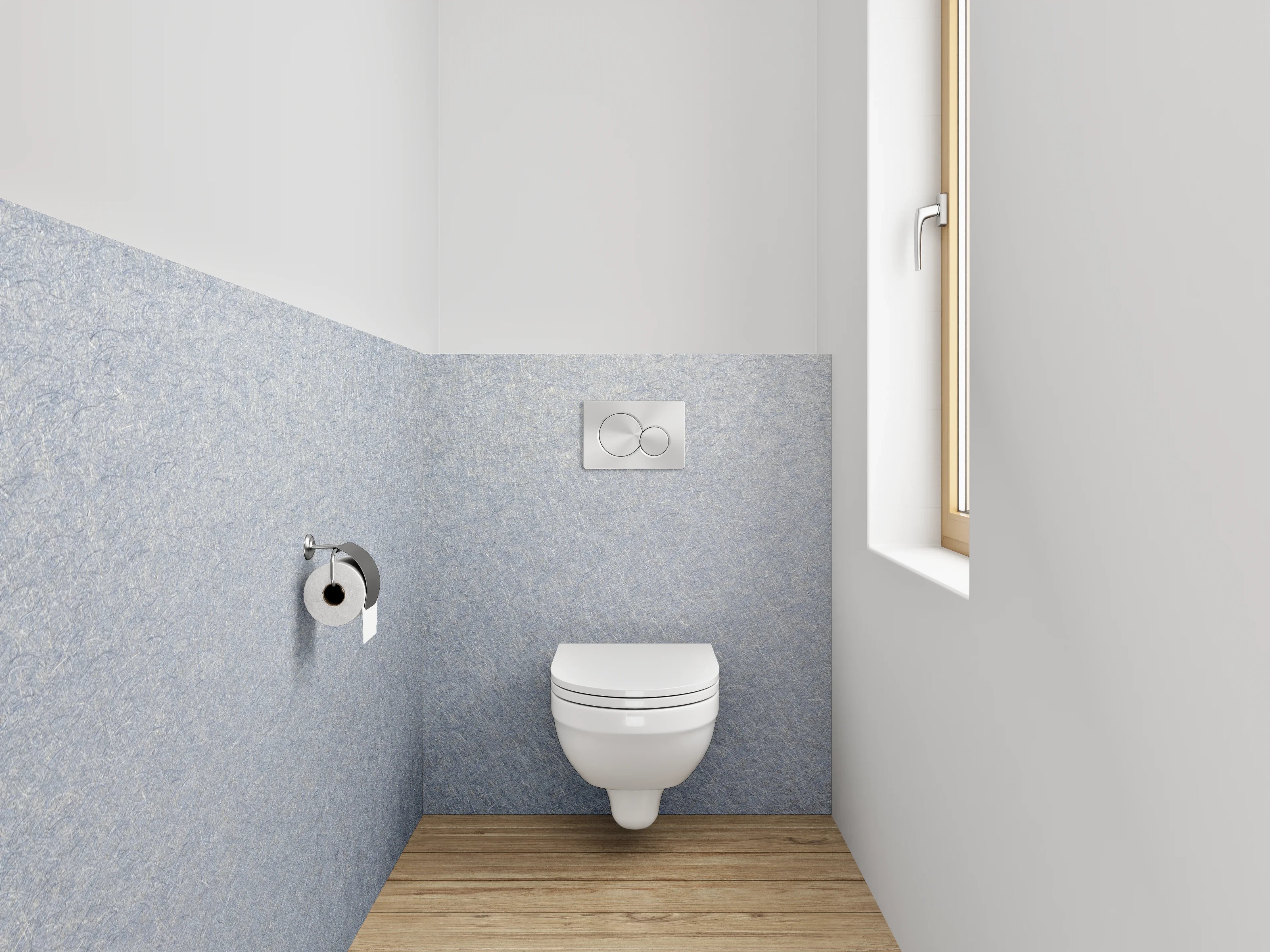 WC-Rückwand - Silberne Metallic-Oberfläche puristisch