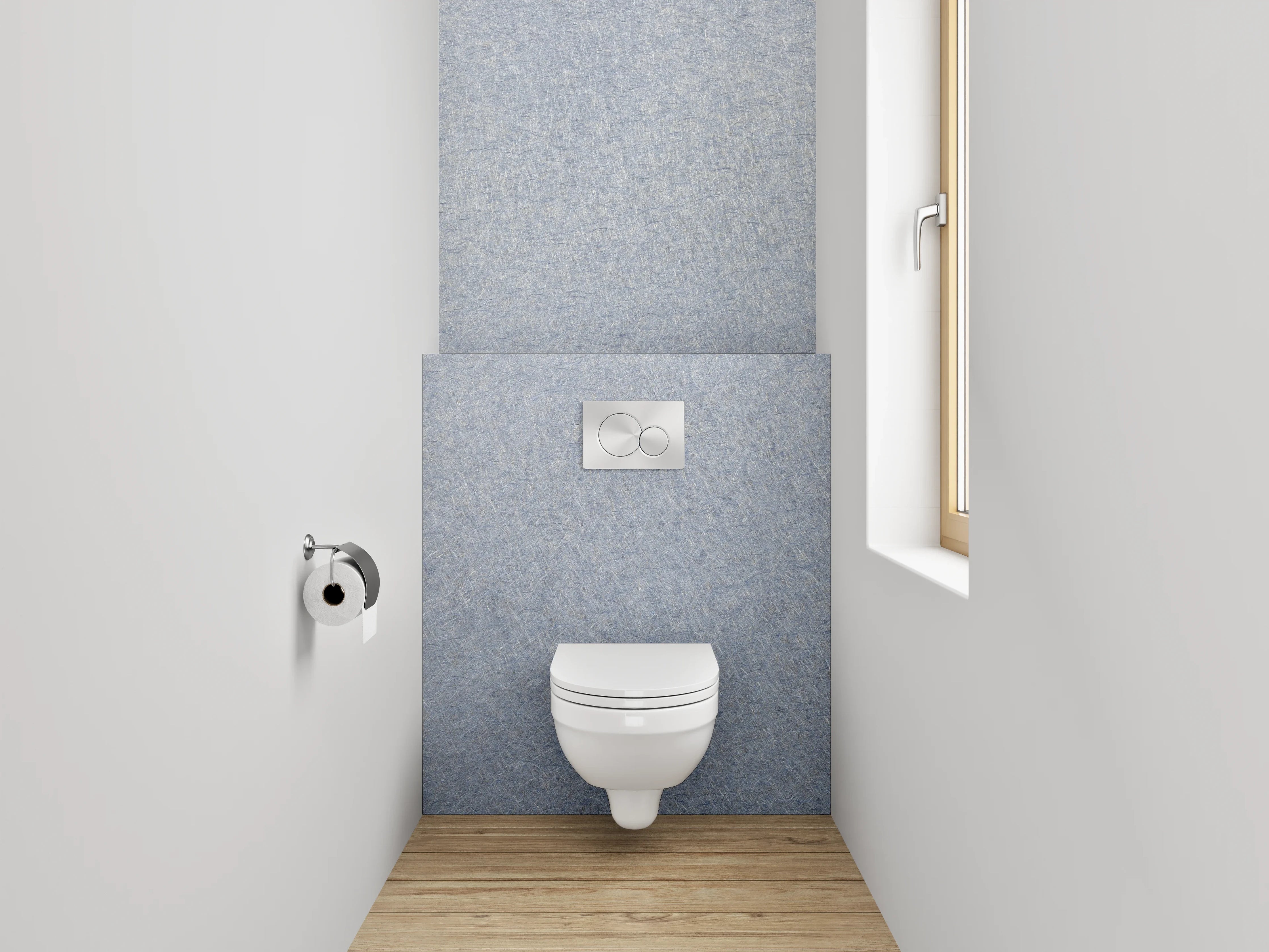 WC-Rückwand - Silberne Metallic-Oberfläche puristisch