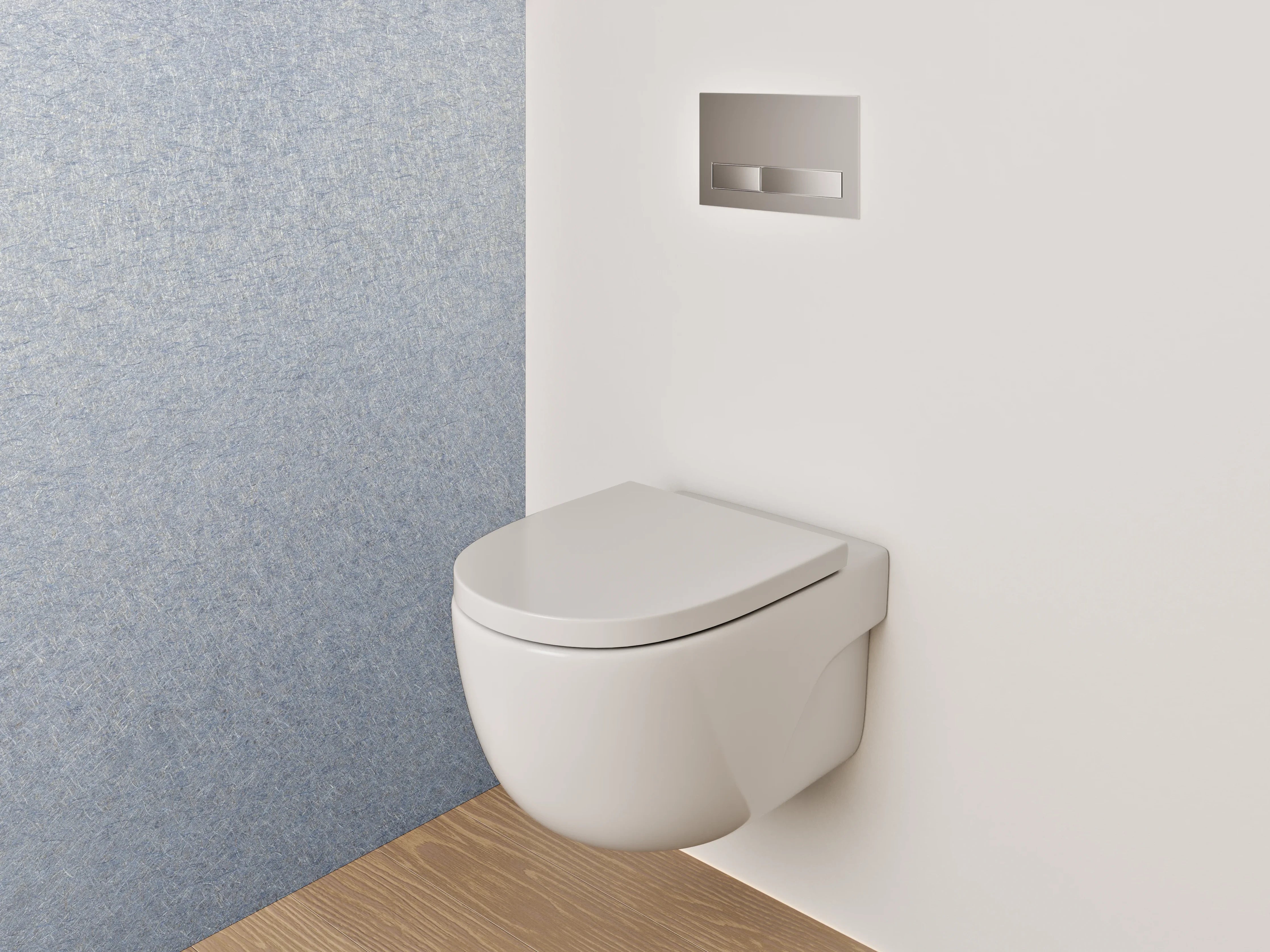 WC-Rückwand - Silberne Metallic-Oberfläche puristisch