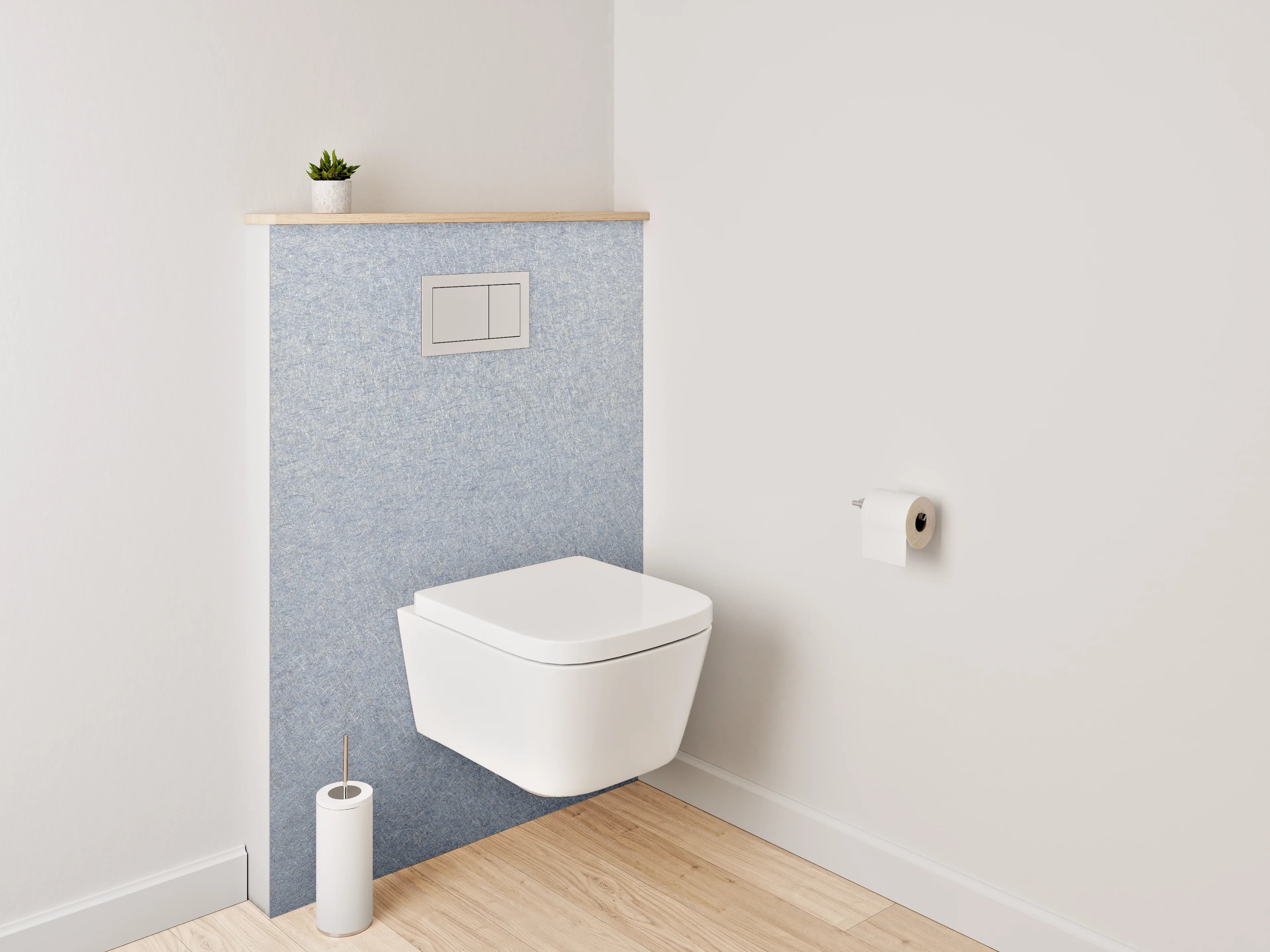 WC-Rückwand - Silberne Metallic-Oberfläche puristisch
