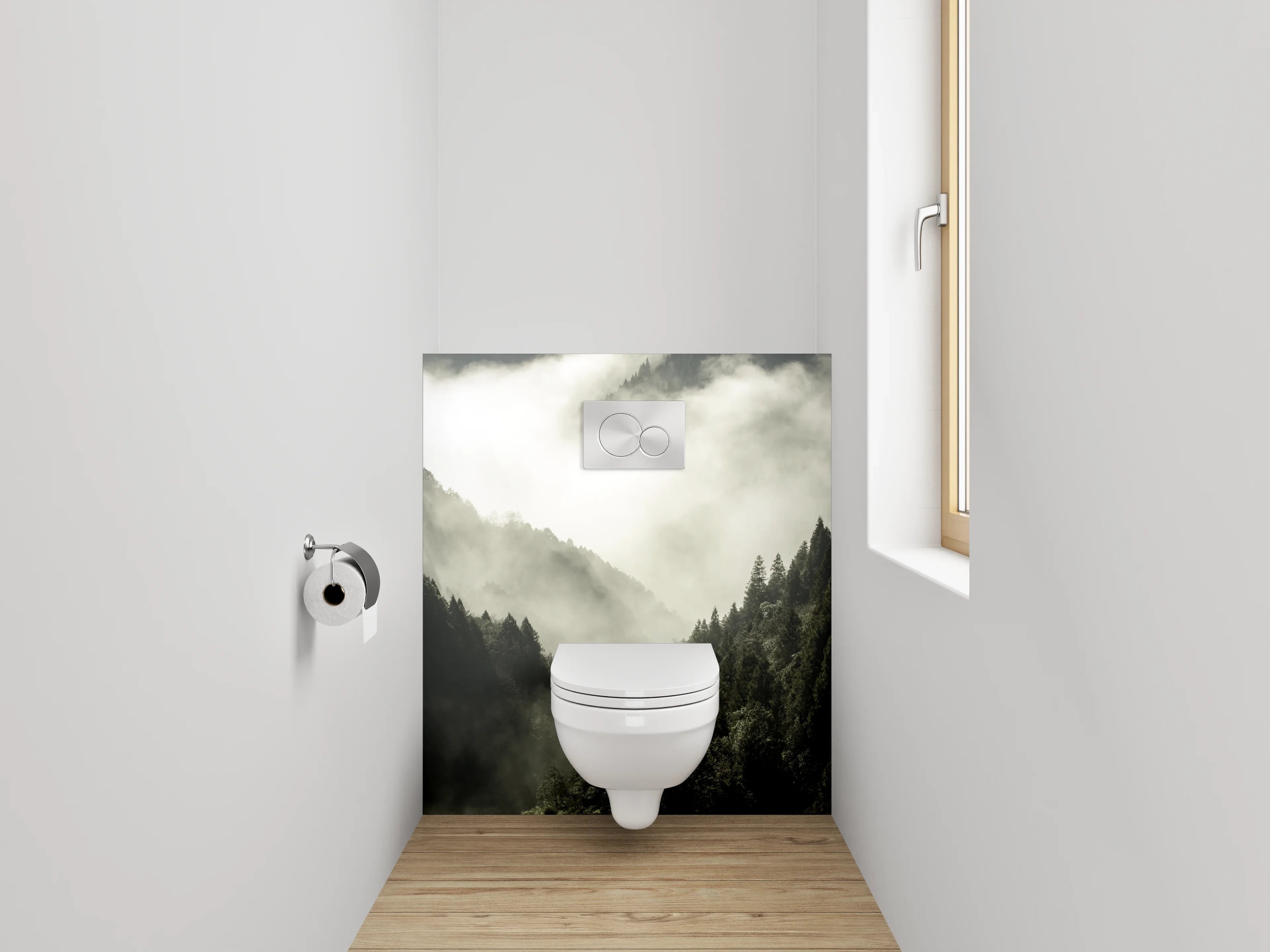 WC-Rückwand - Silberne Nebelträume im Grauwald