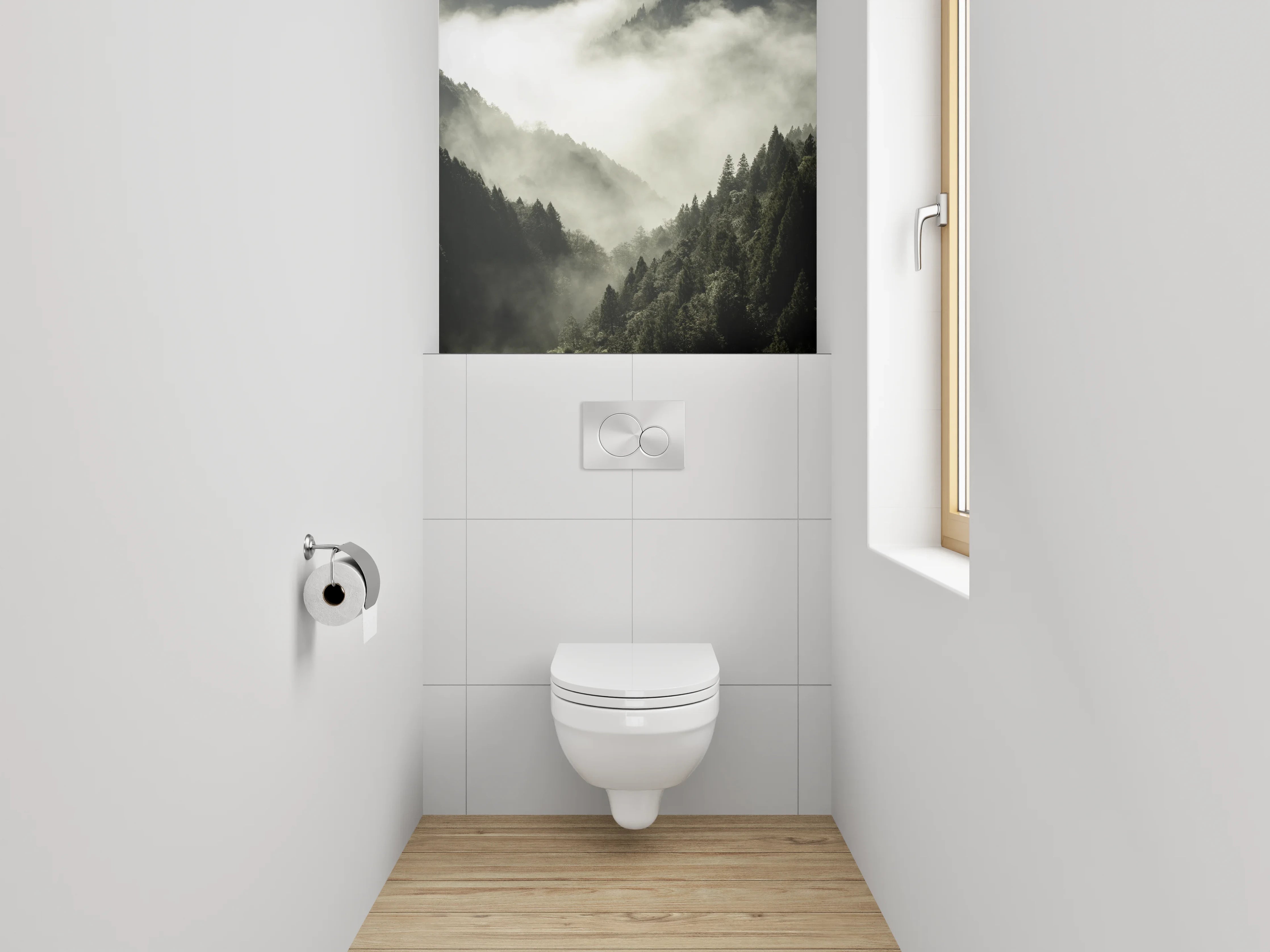 WC-Rückwand - Silberne Nebelträume im Grauwald