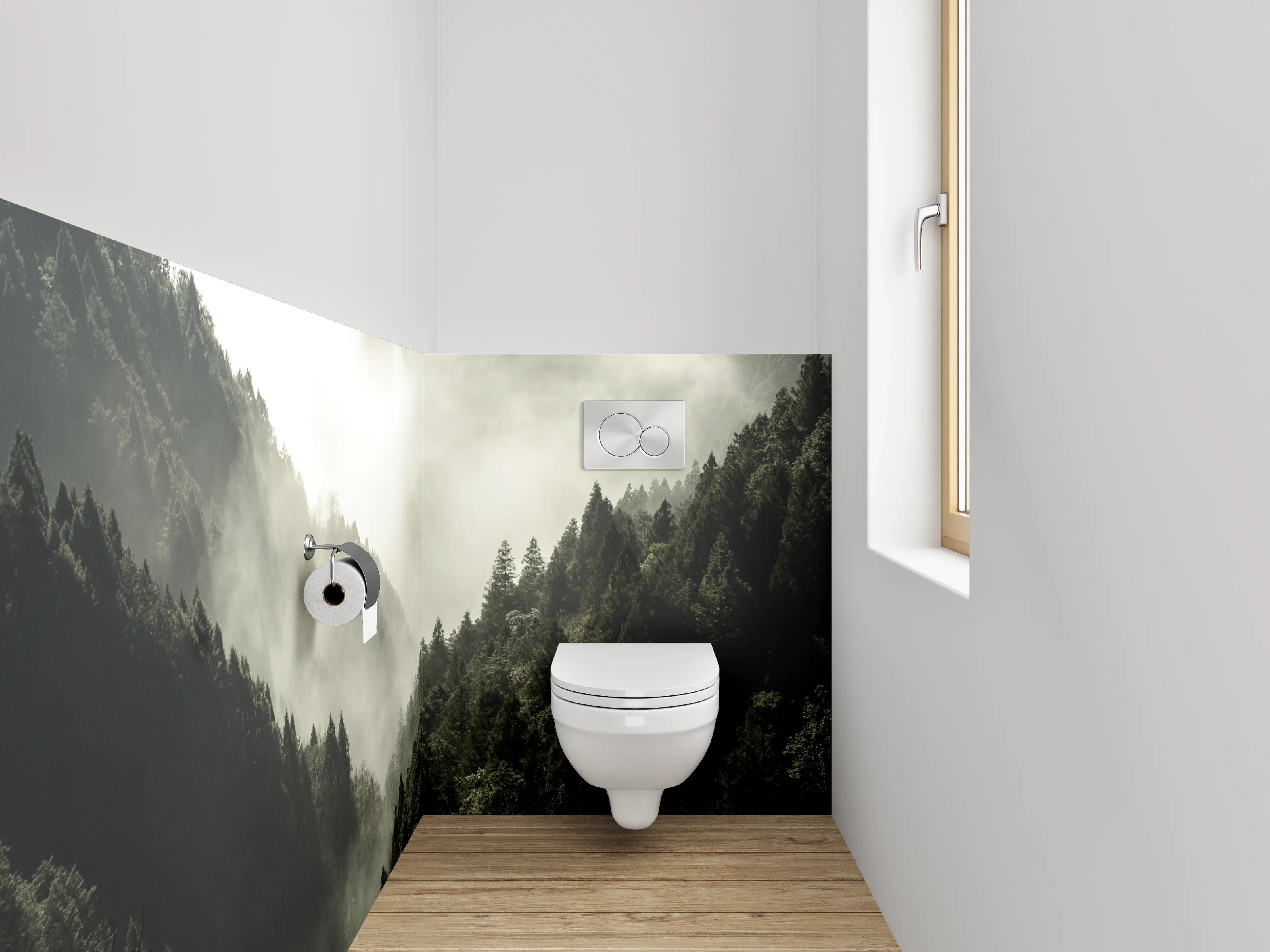 WC-Rückwand - Silberne Nebelträume im Grauwald