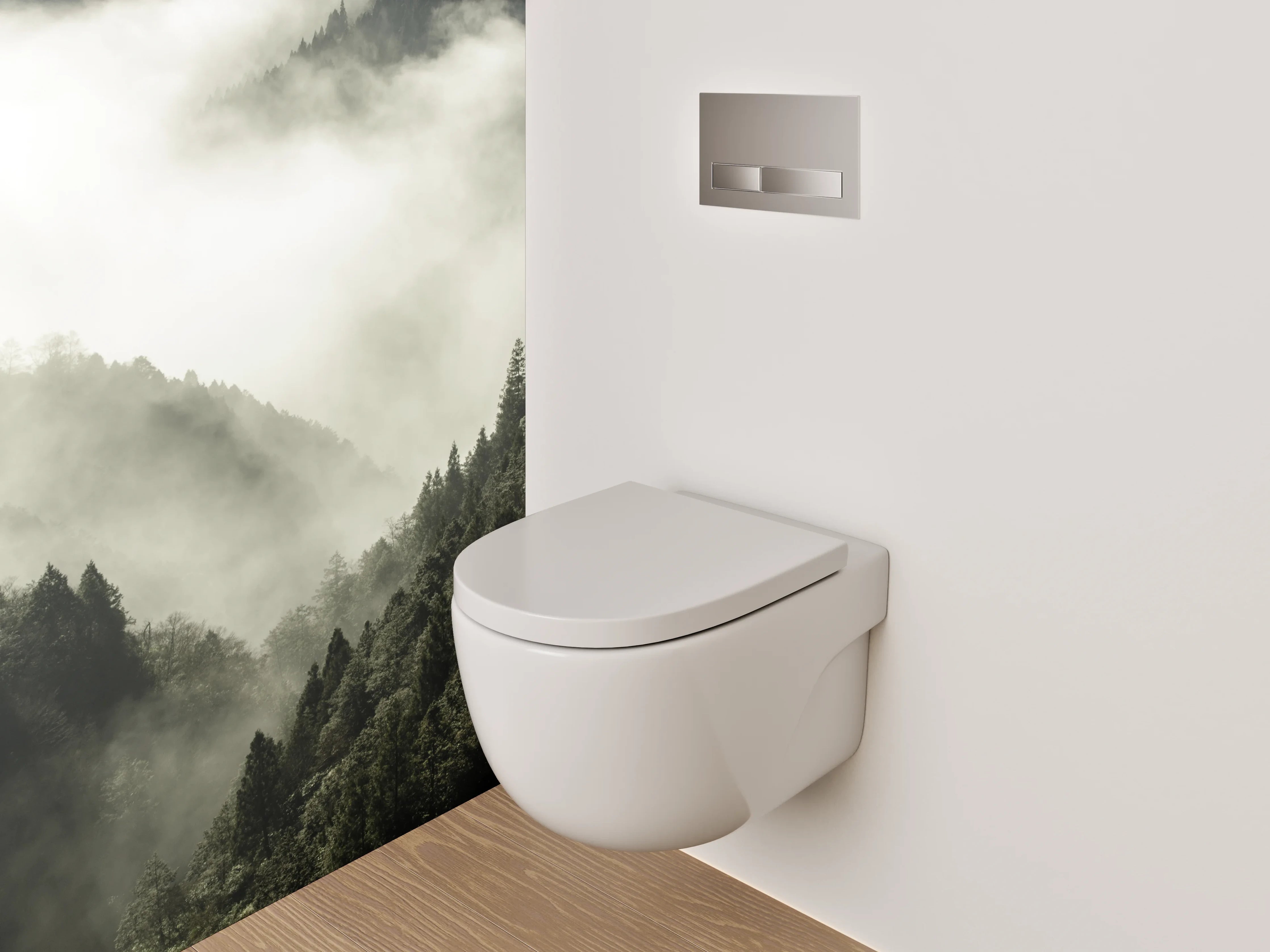 WC-Rückwand - Silberne Nebelträume im Grauwald