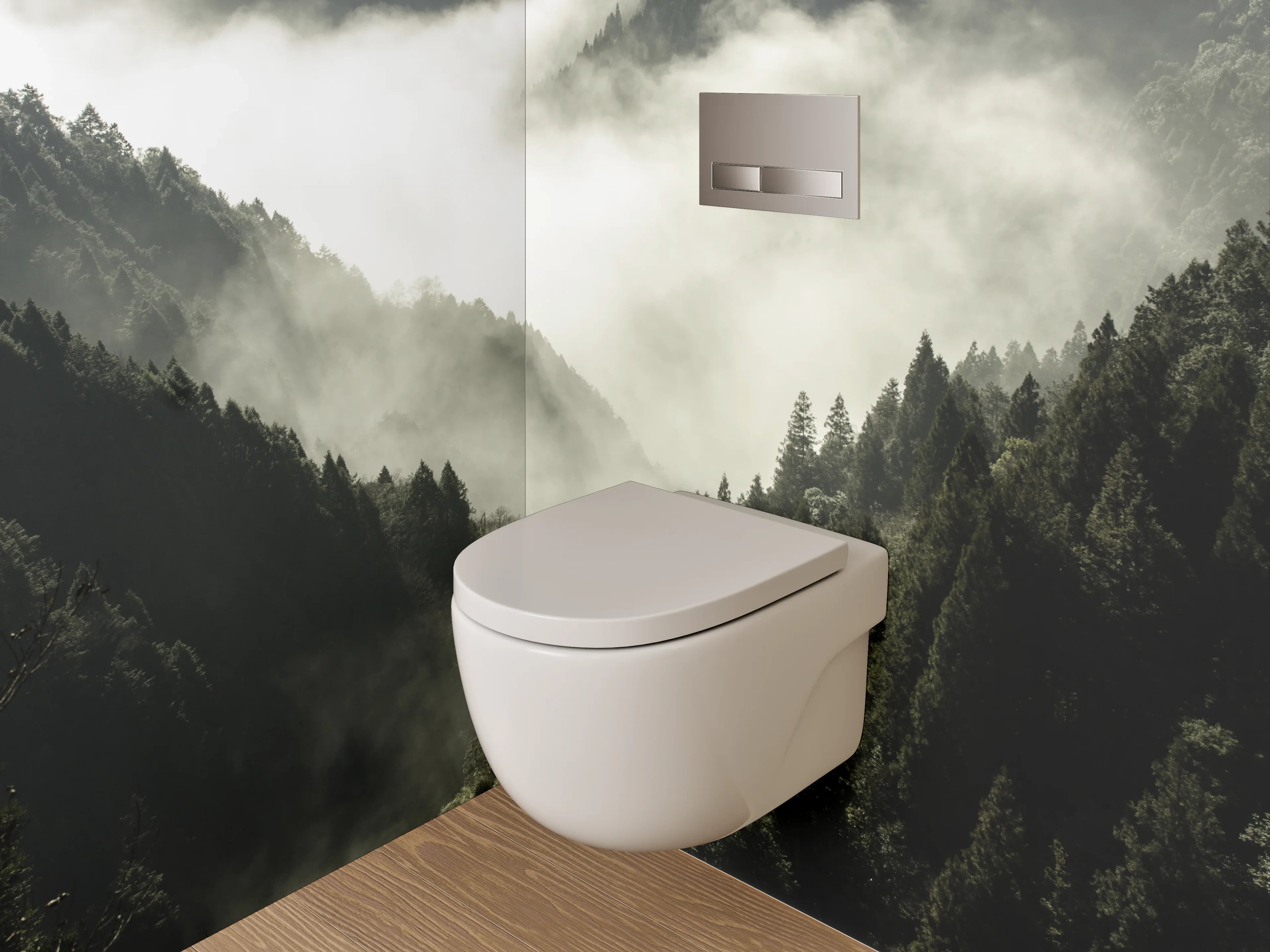 WC-Rückwand - Silberne Nebelträume im Grauwald