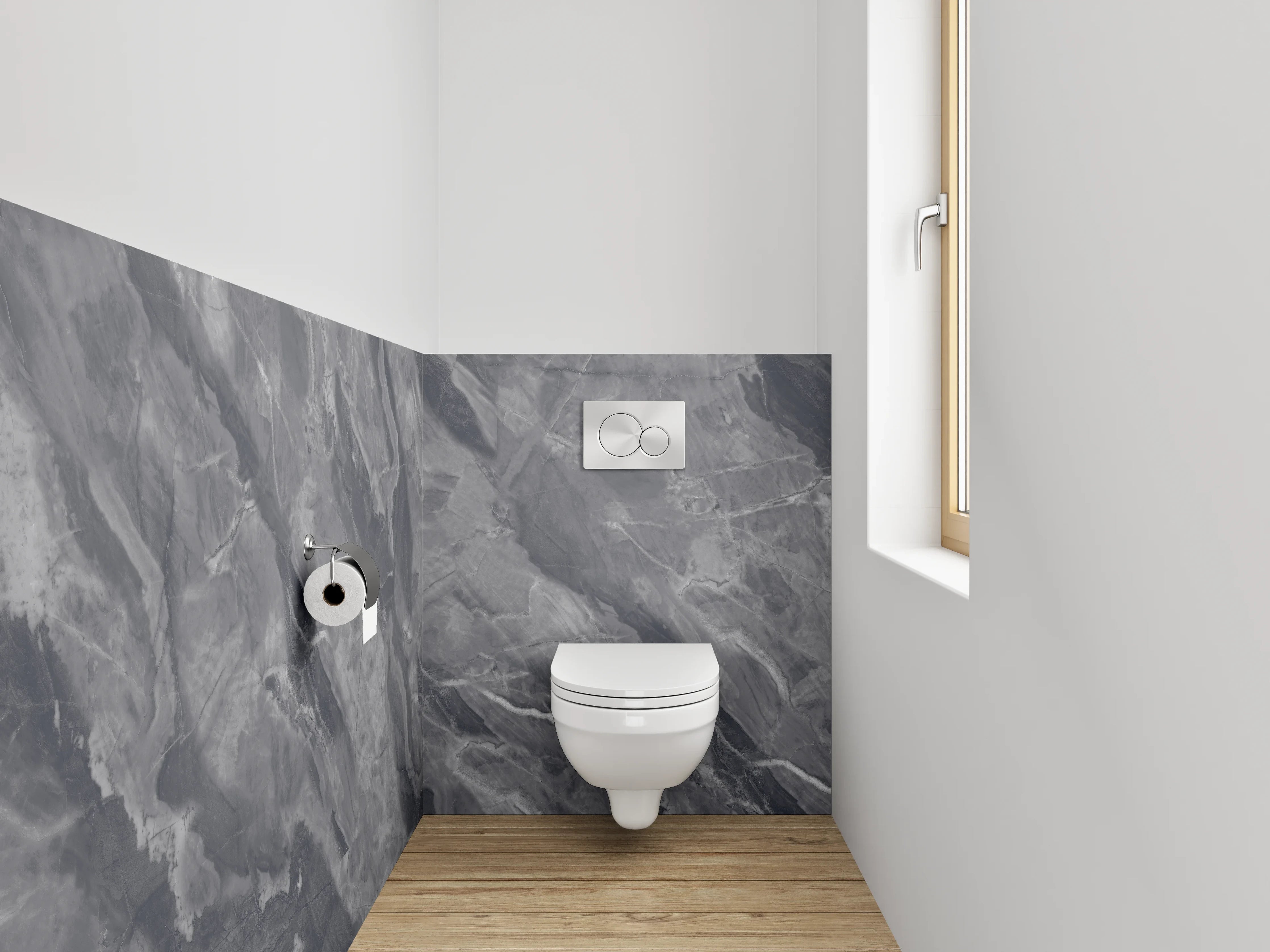 WC-Rückwand - Silberweiß-Marmor-Optik