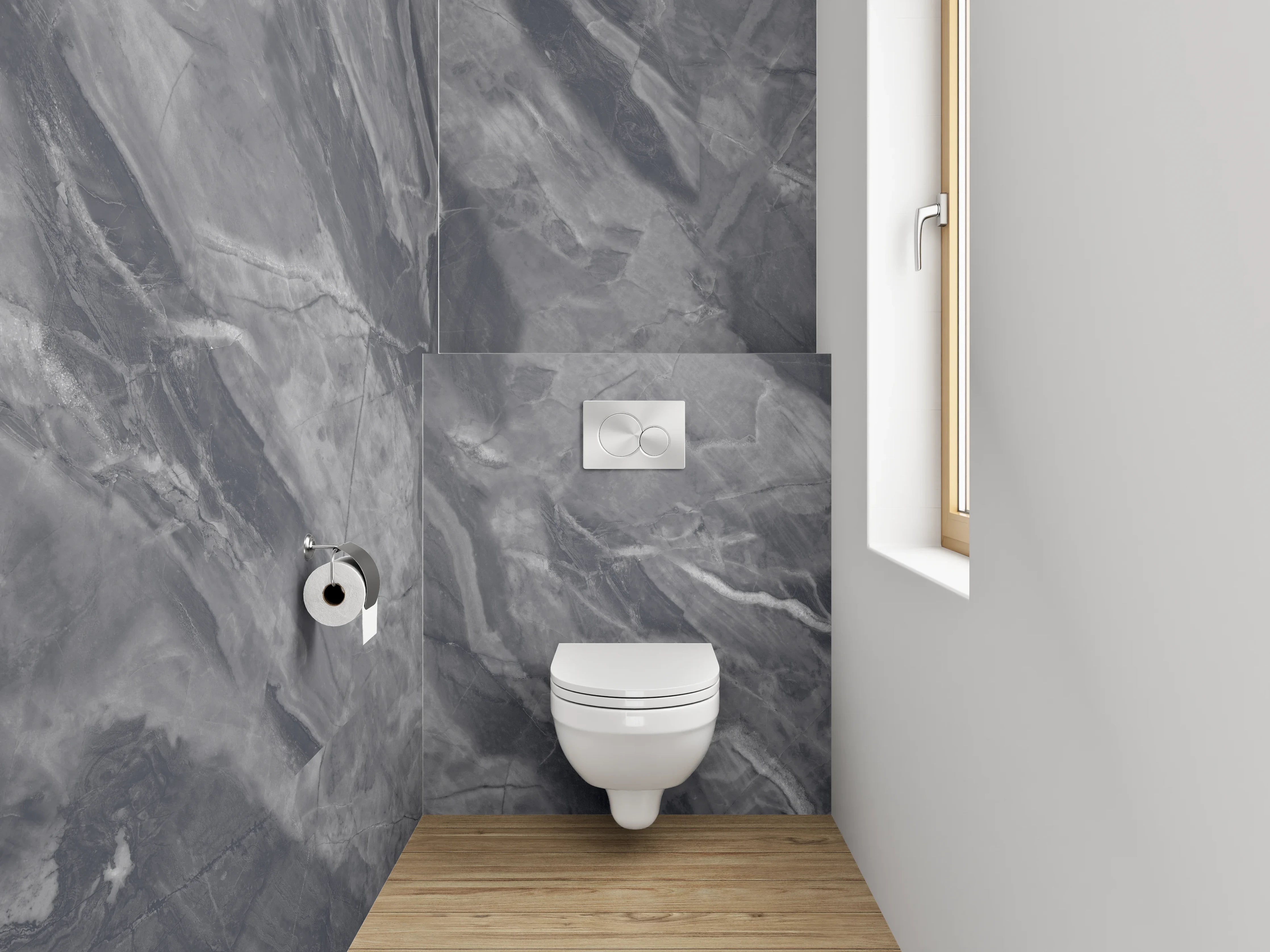 WC-Rückwand - Silberweiß-Marmor-Optik